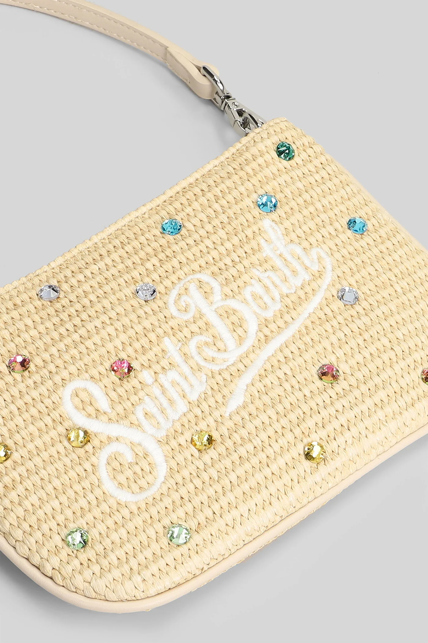 Parisienne Mini Stra Clutch in beige raffia - Image 4