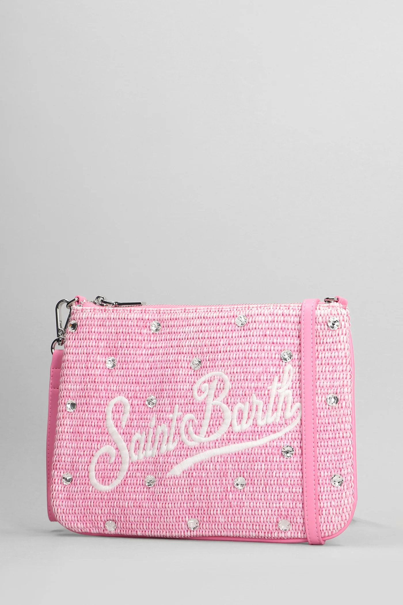 Parisienne straw Clutch in rose-pink raffia - Image 2