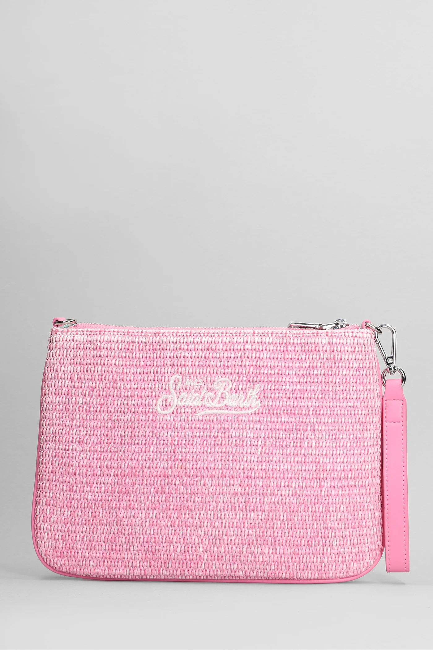 Parisienne straw Clutch in rose-pink raffia - Image 3