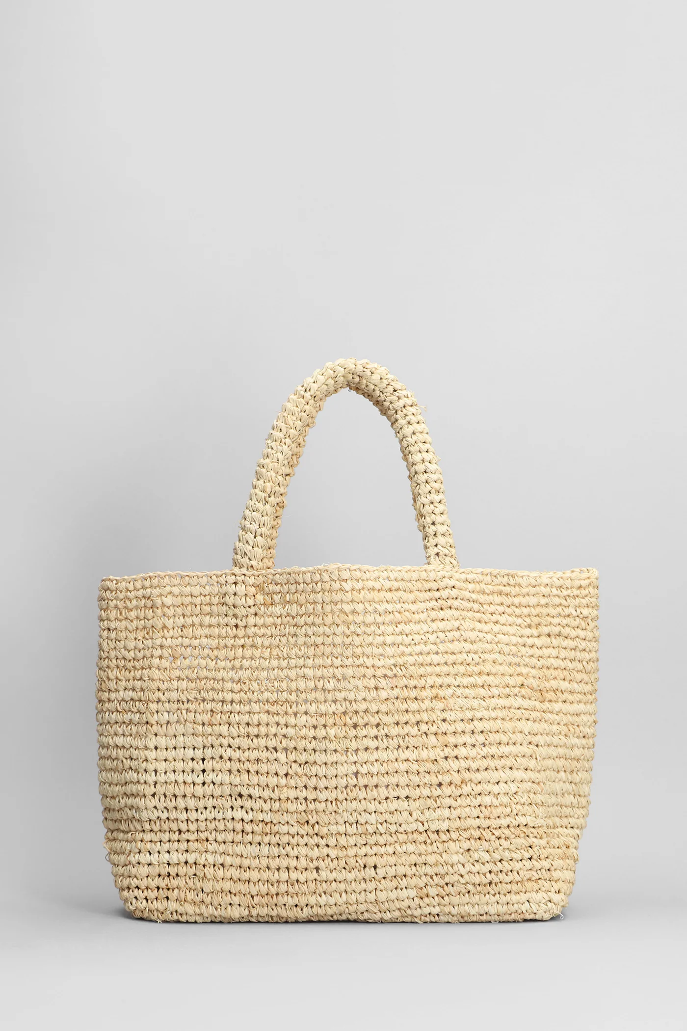 Raffia beach mid Tote in beige raffia - Image 3