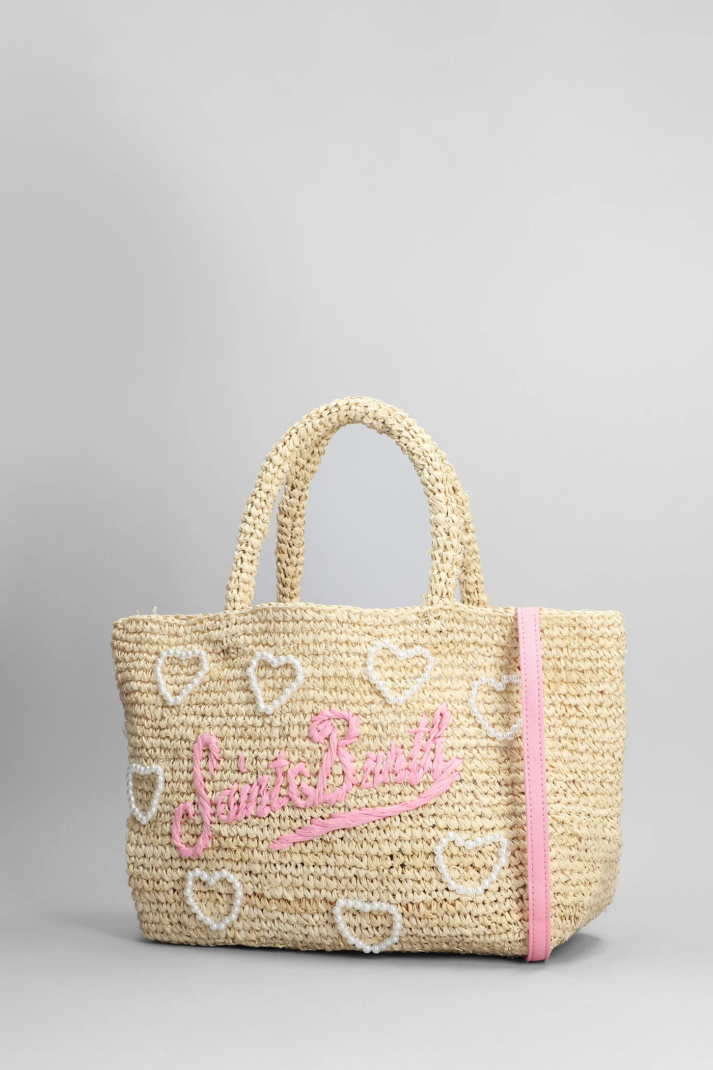 Raffia beach  mid Tote in beige raffia - Image 2