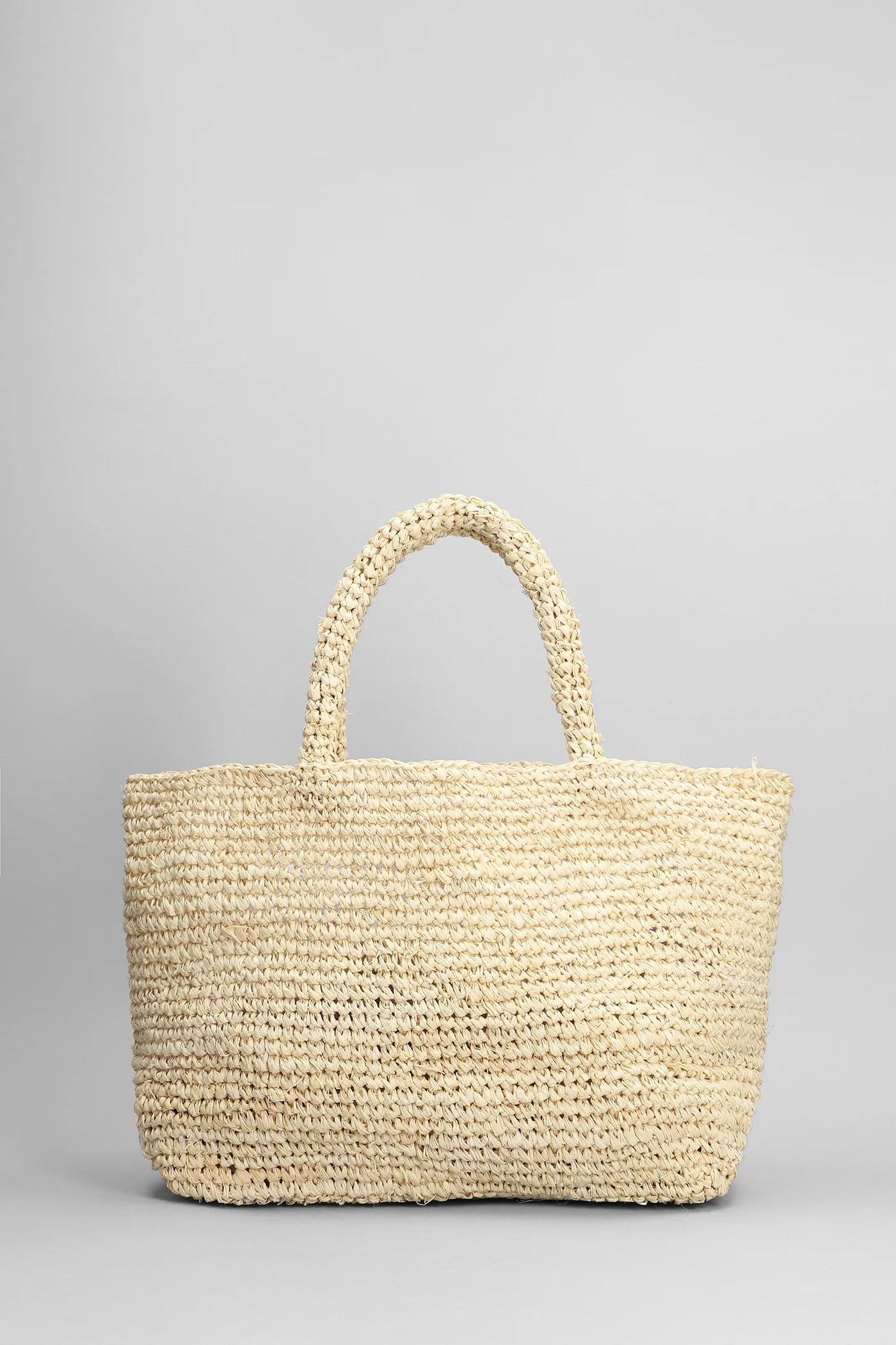 Raffia beach  mid Tote in beige raffia - Image 3