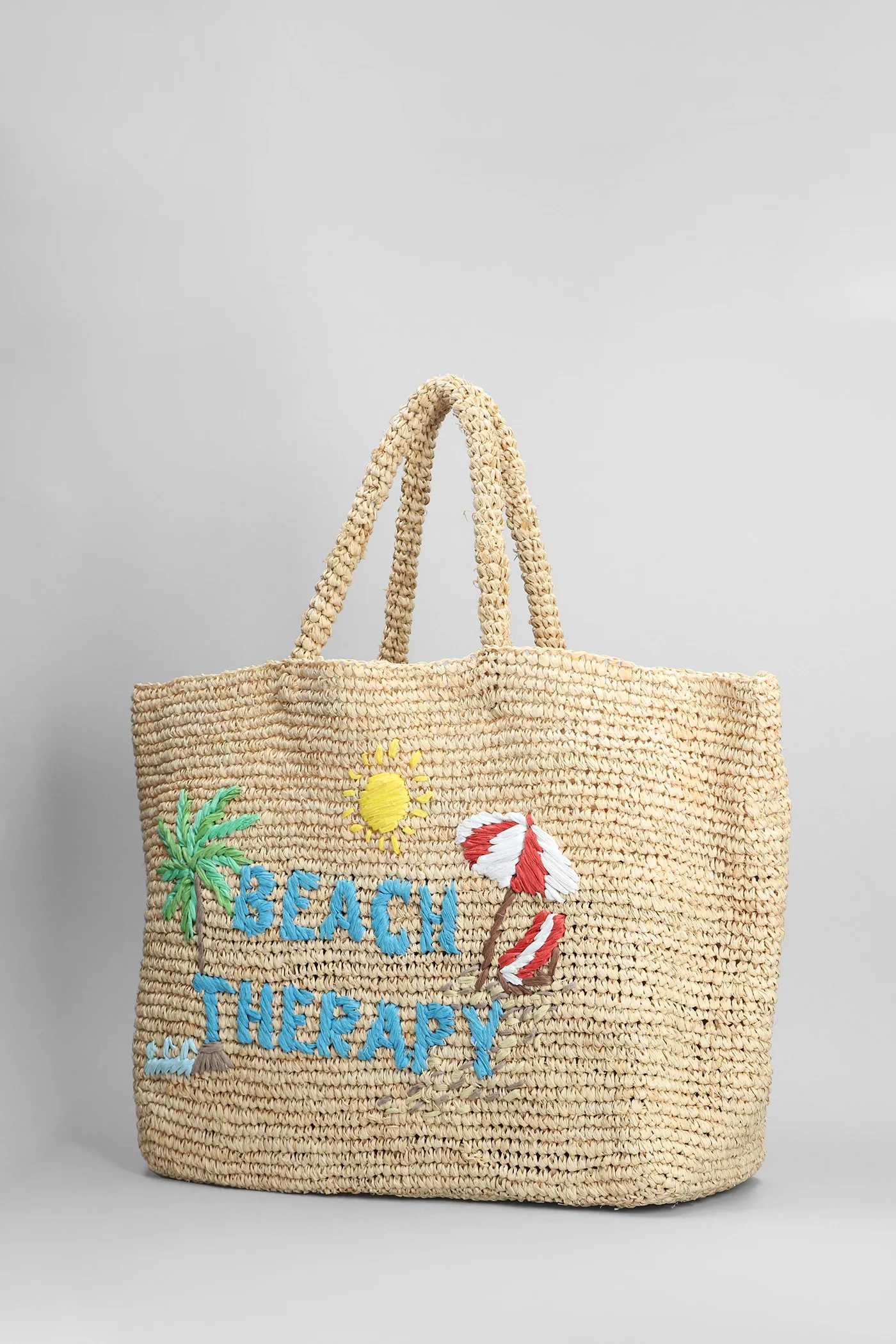 Raffia beach Tote in beige raffia - Image 2