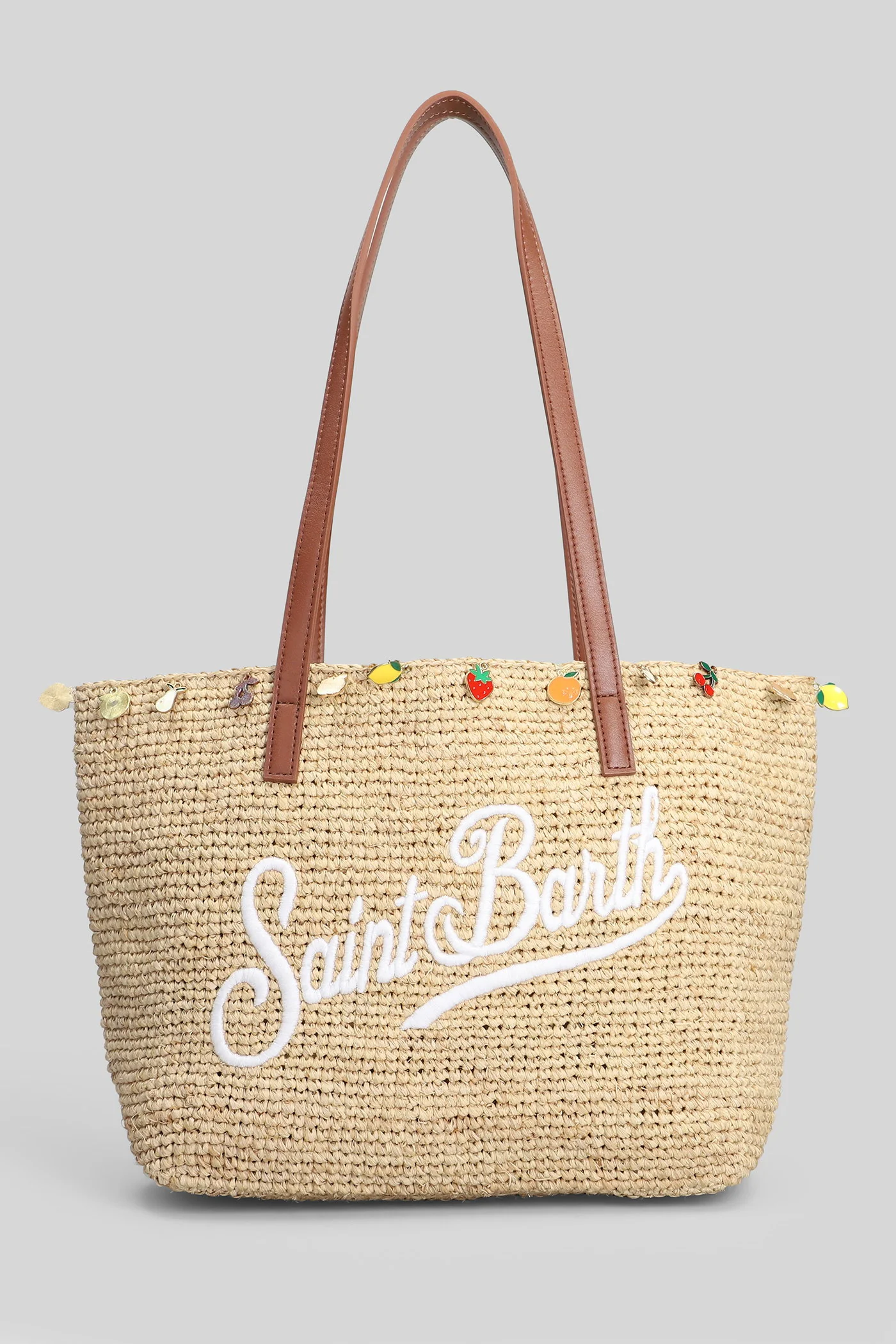 Raffia City Mid Shoulder bag in beige raffia