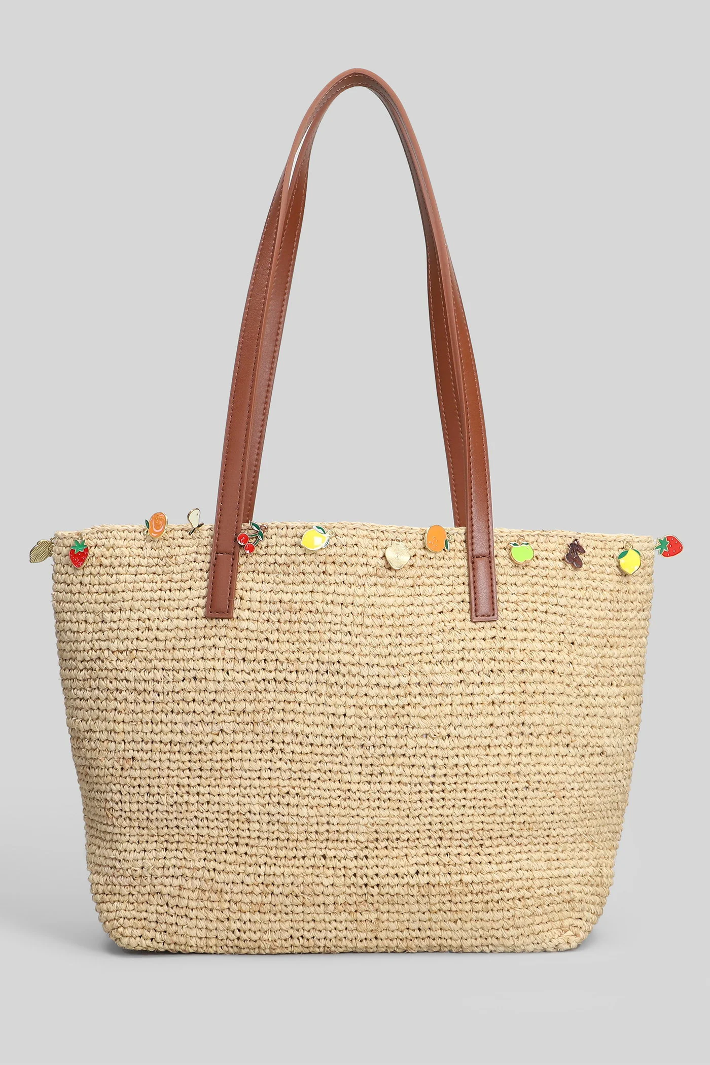 Raffia City Mid Shoulder bag in beige raffia - Image 3