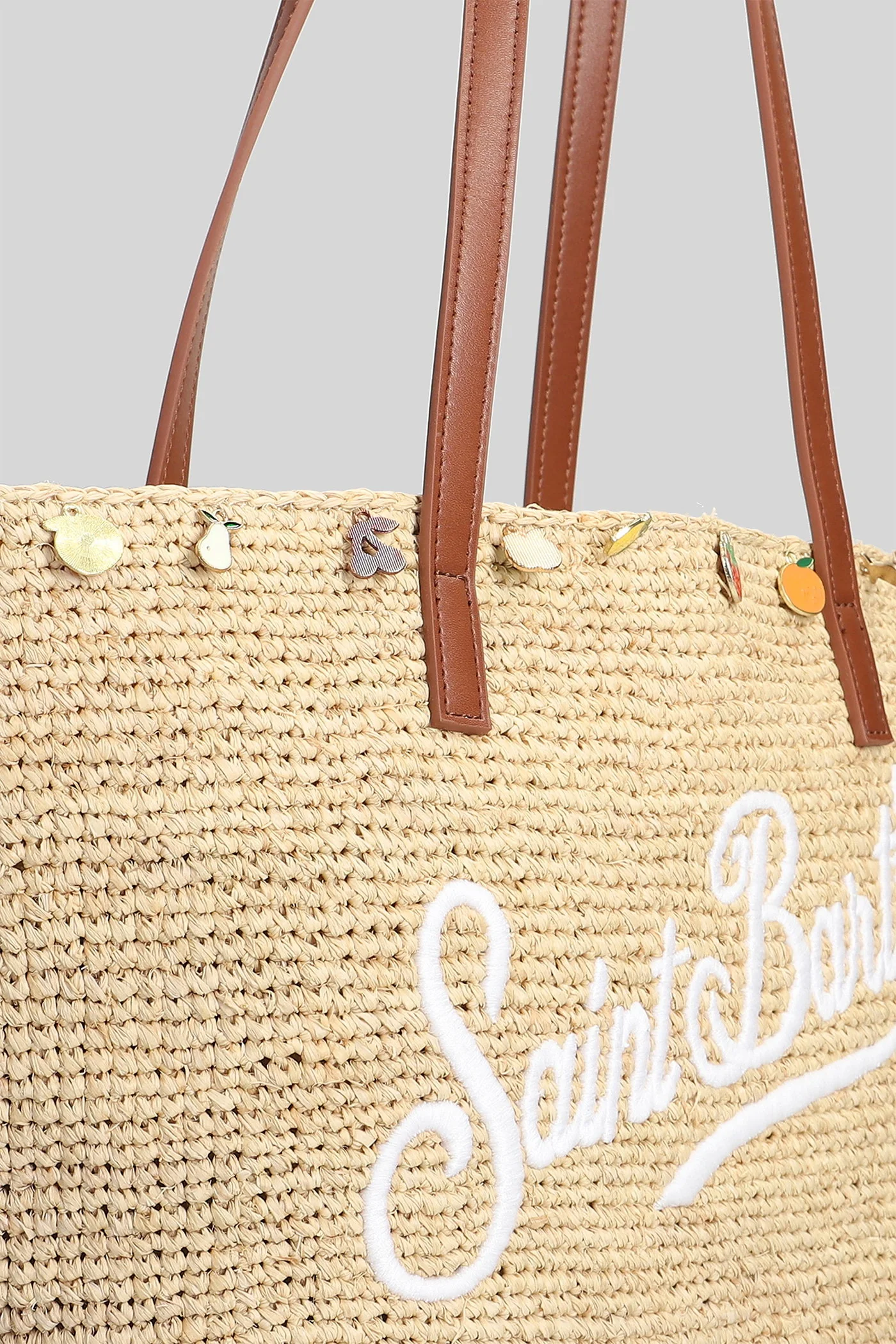 Raffia City Mid Shoulder bag in beige raffia - Image 4