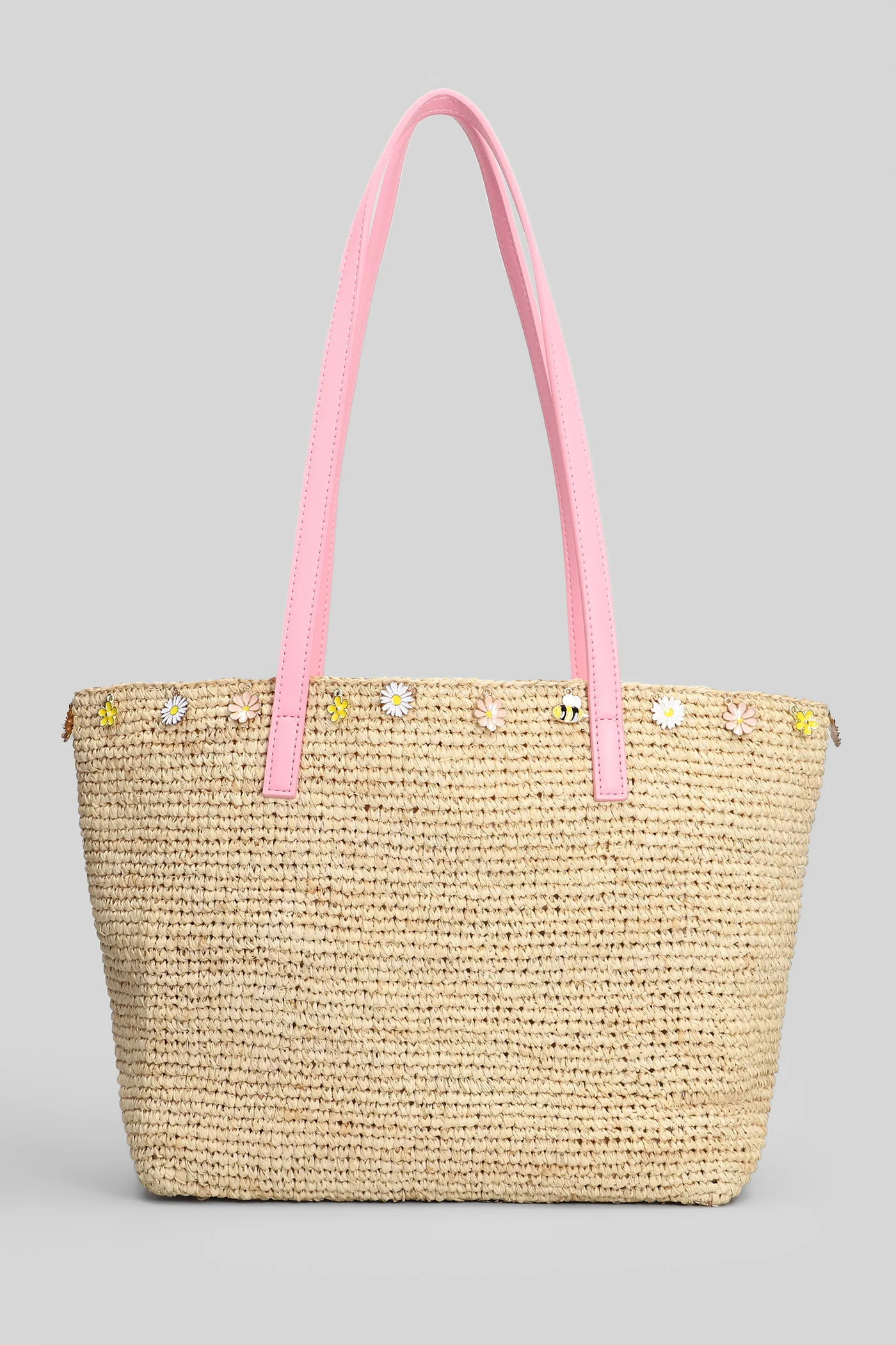 Raffia City Mid Shoulder bag in beige raffia - Image 3