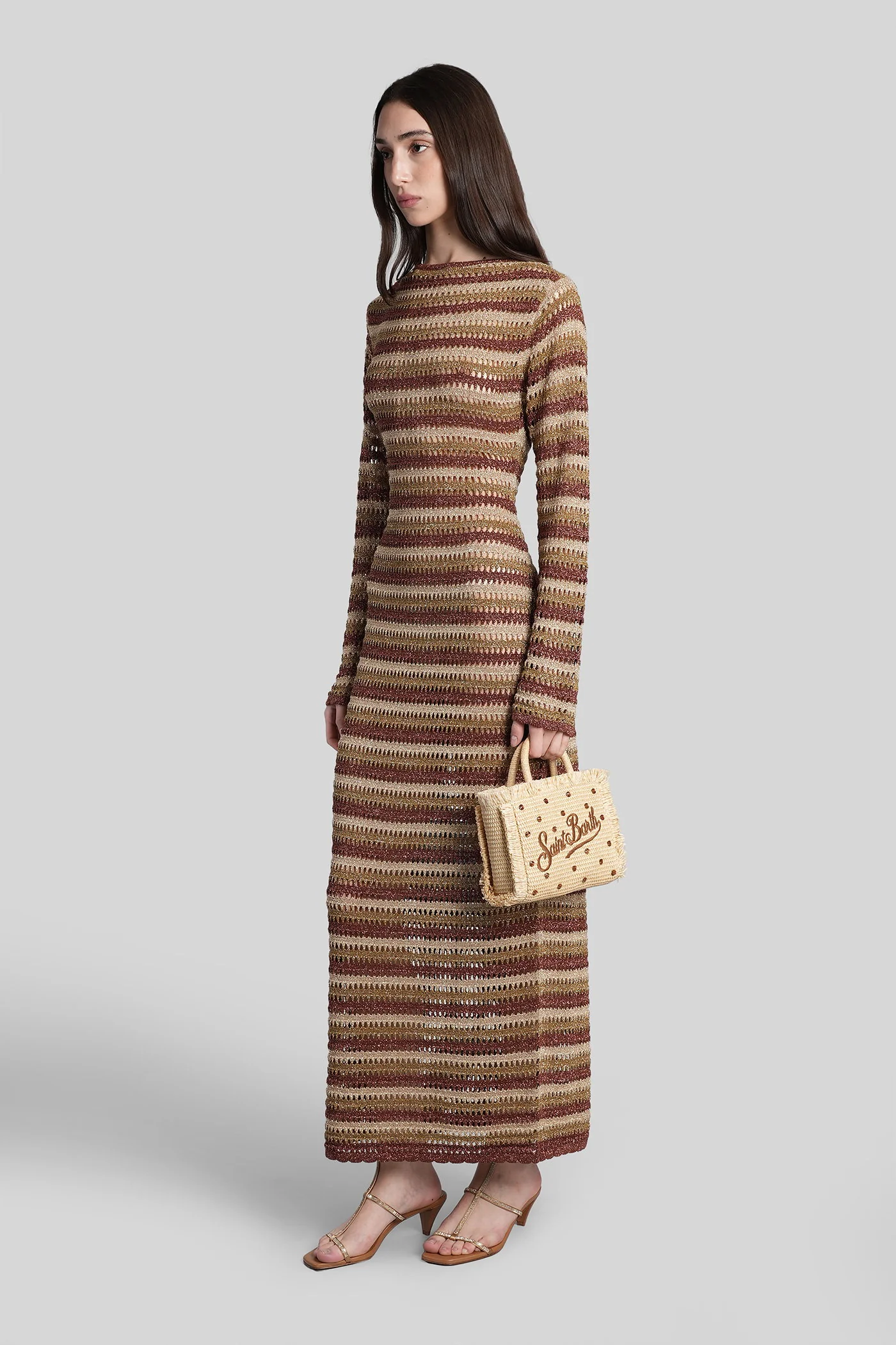 Robyn Long dress in gold viscose - Image 4