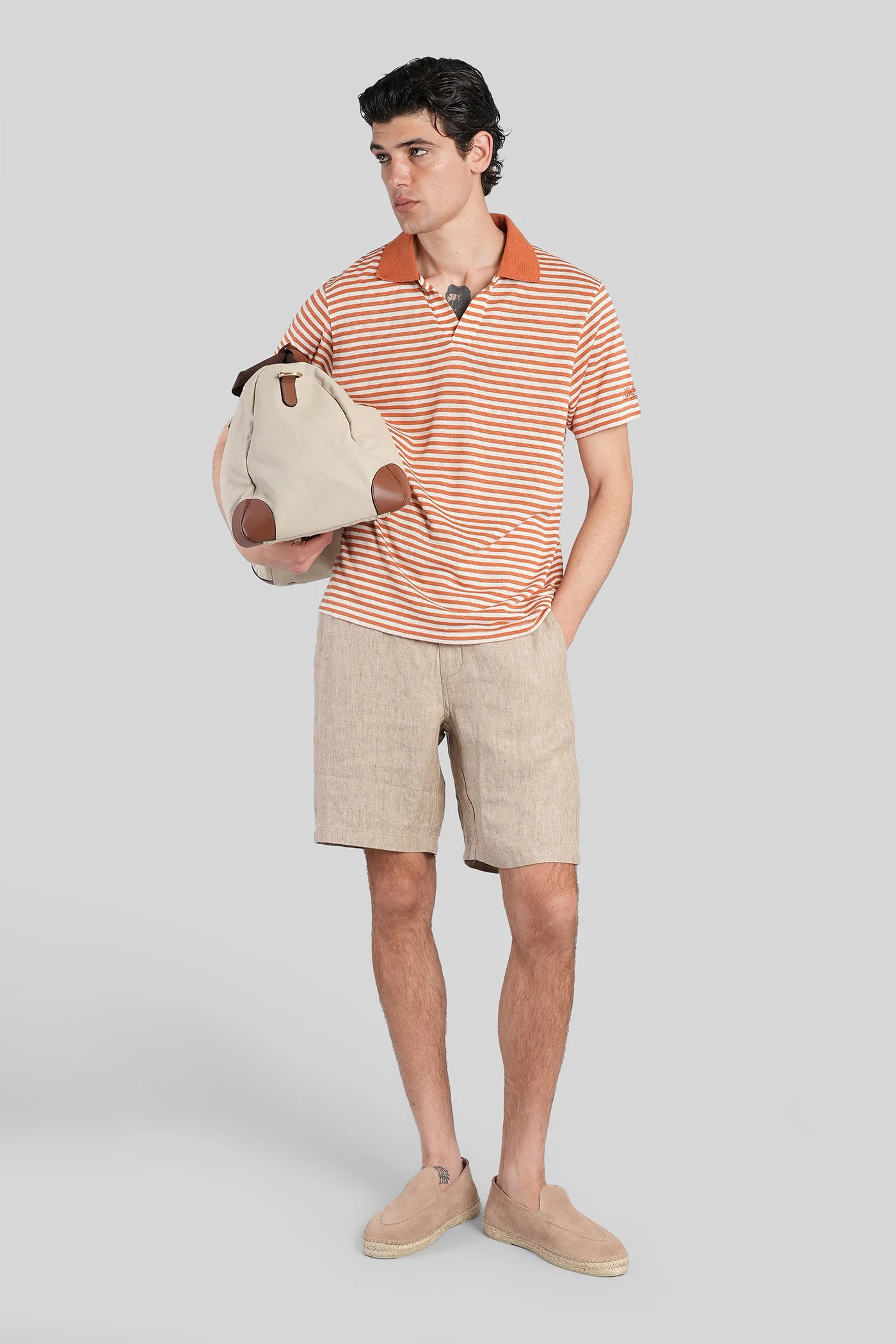 Sebastian Shorts in taupe linen - Image 2