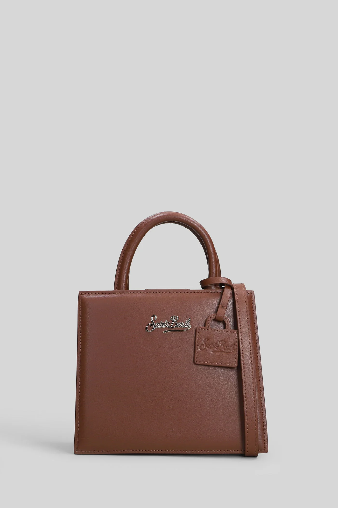 Shop bag mini Tote in brown leather