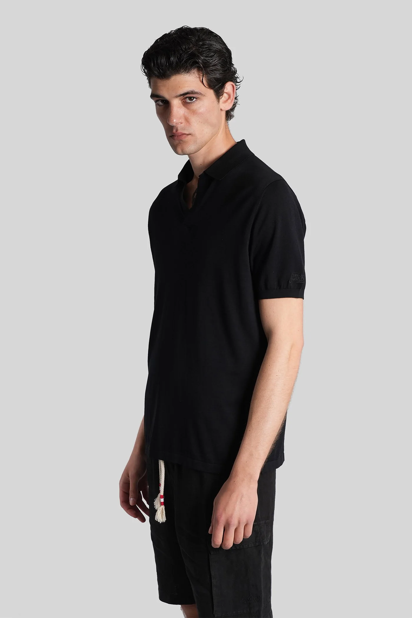 Sloan Polo in black cotton - Image 4