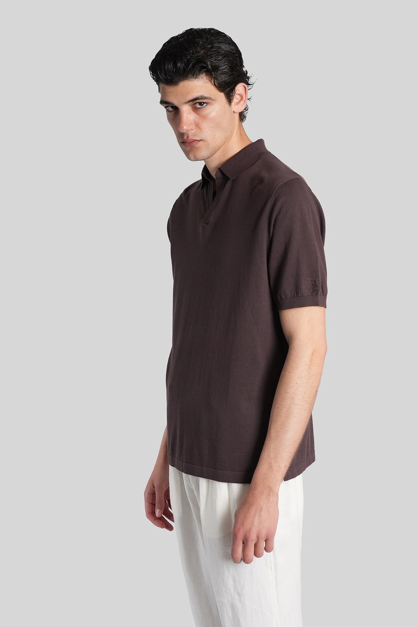 Sloan Polo in brown cotton - Image 4