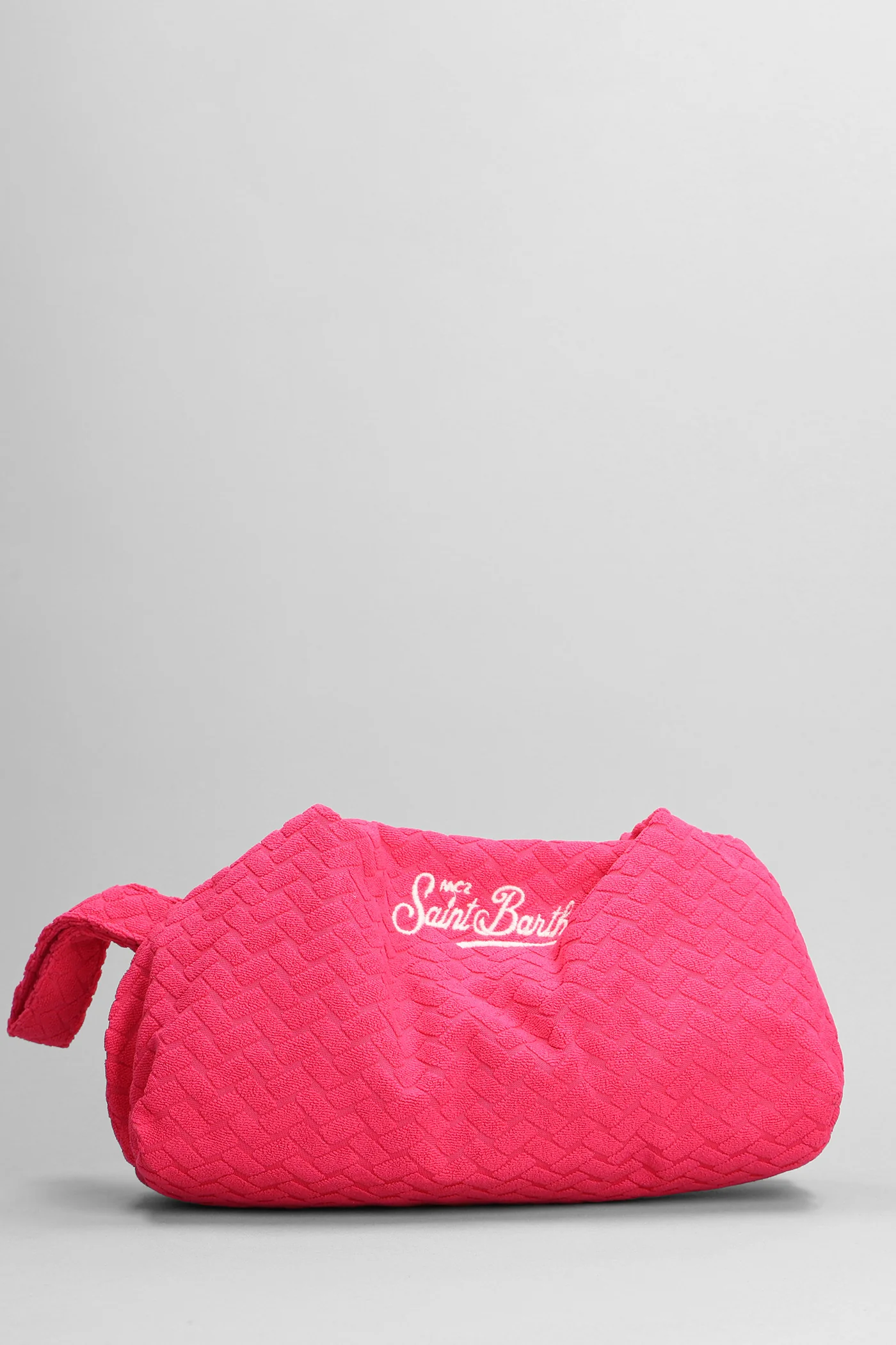 Terry pouch Clutch in fuxia cotton