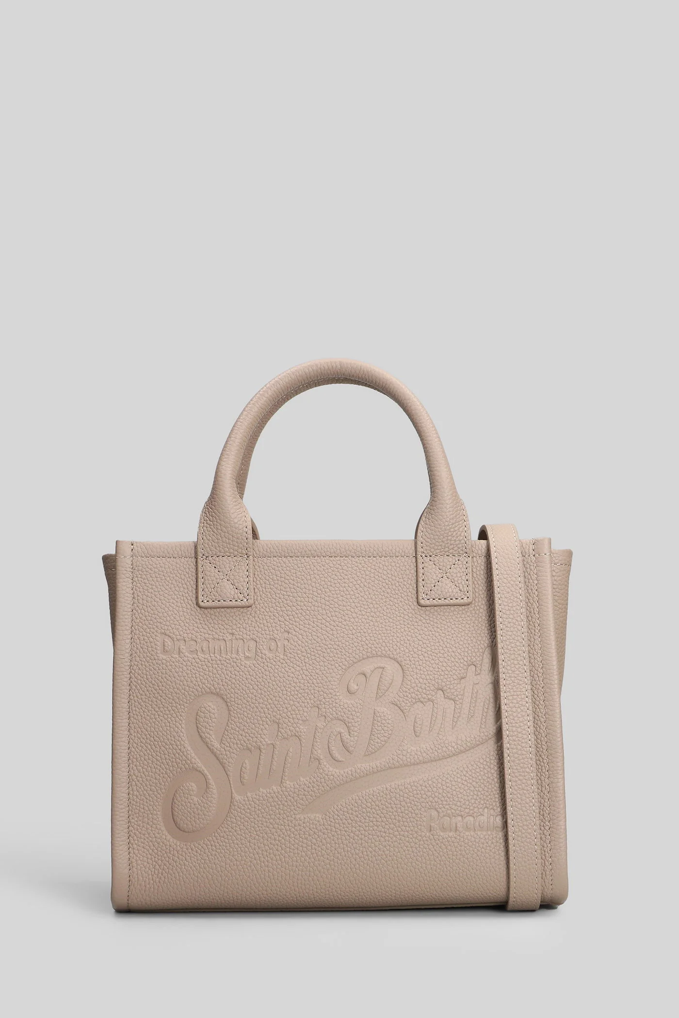Vanity bag midi Tote in taupe leather