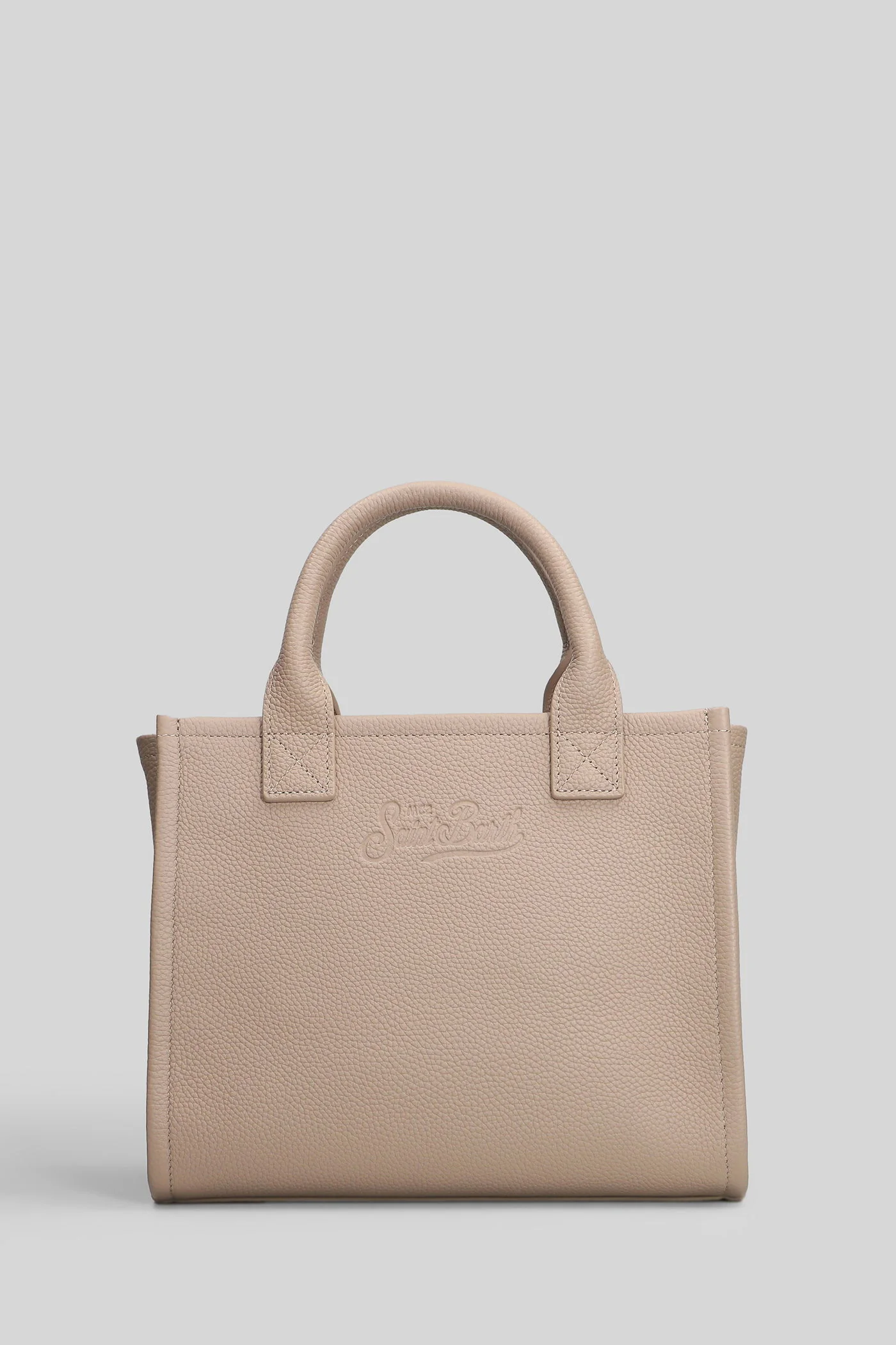 Vanity bag midi Tote in taupe leather - Image 3
