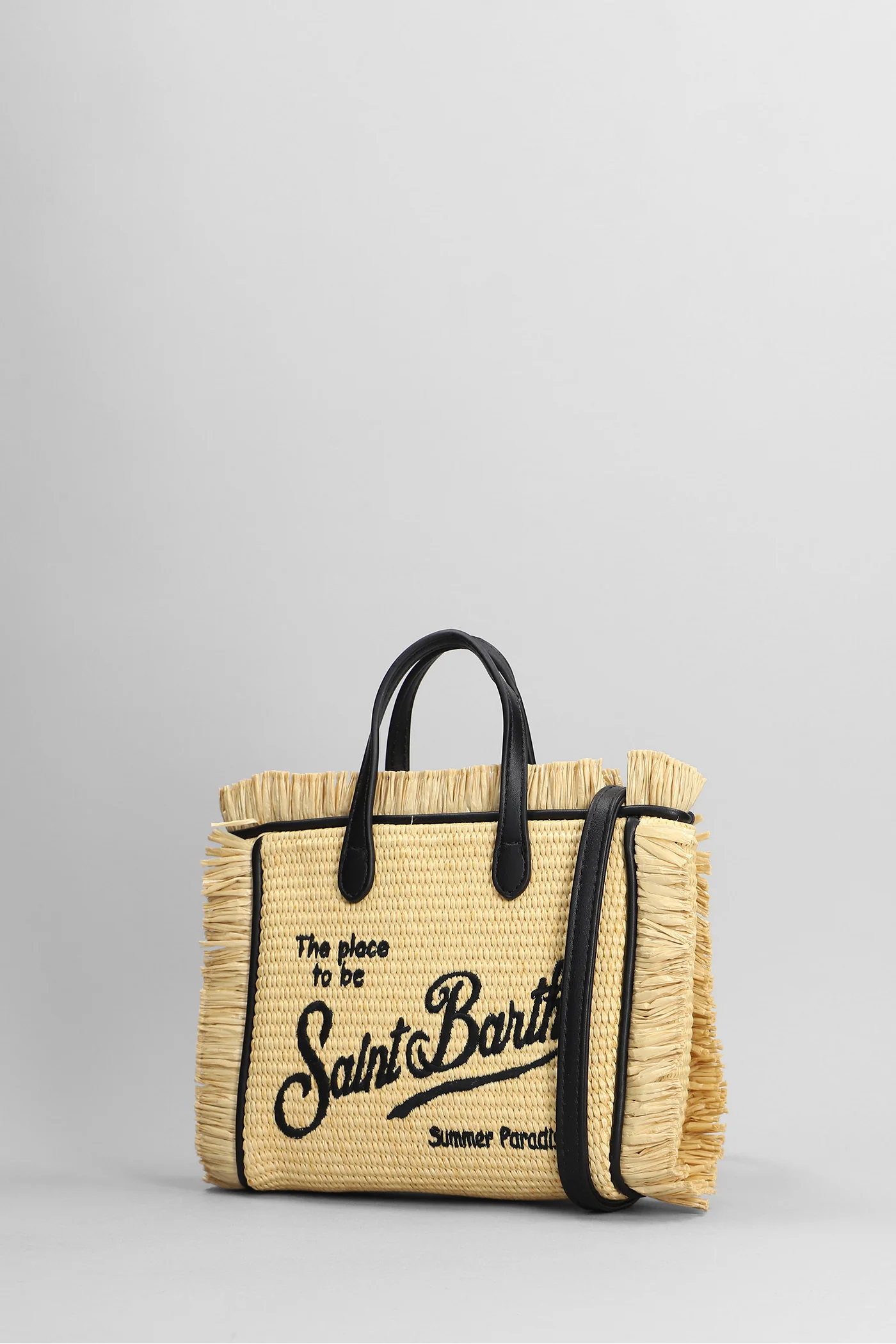 Vanity mini straw Tote in beige raffia - Image 2