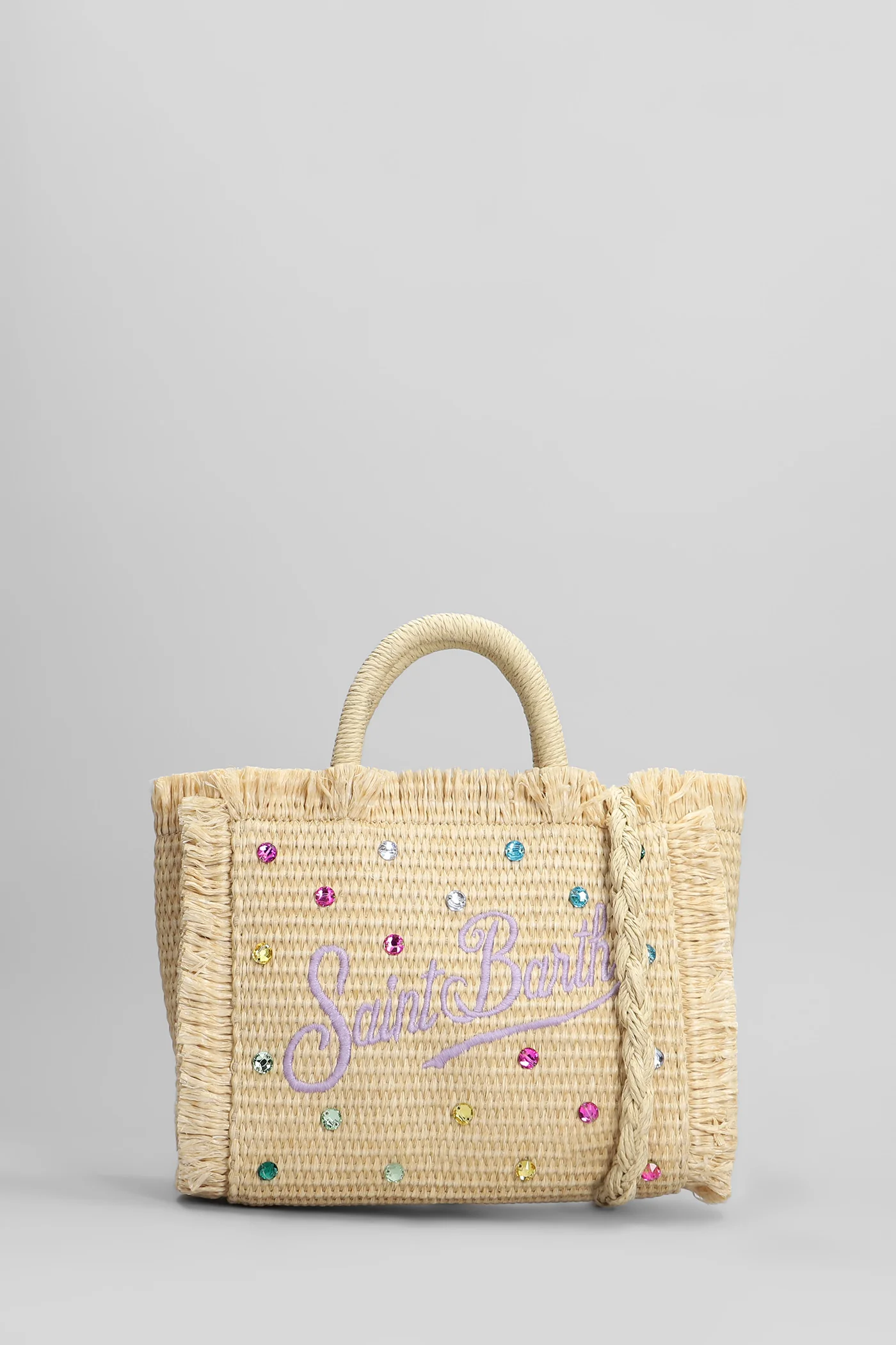Vanity mini straw Tote in beige raffia