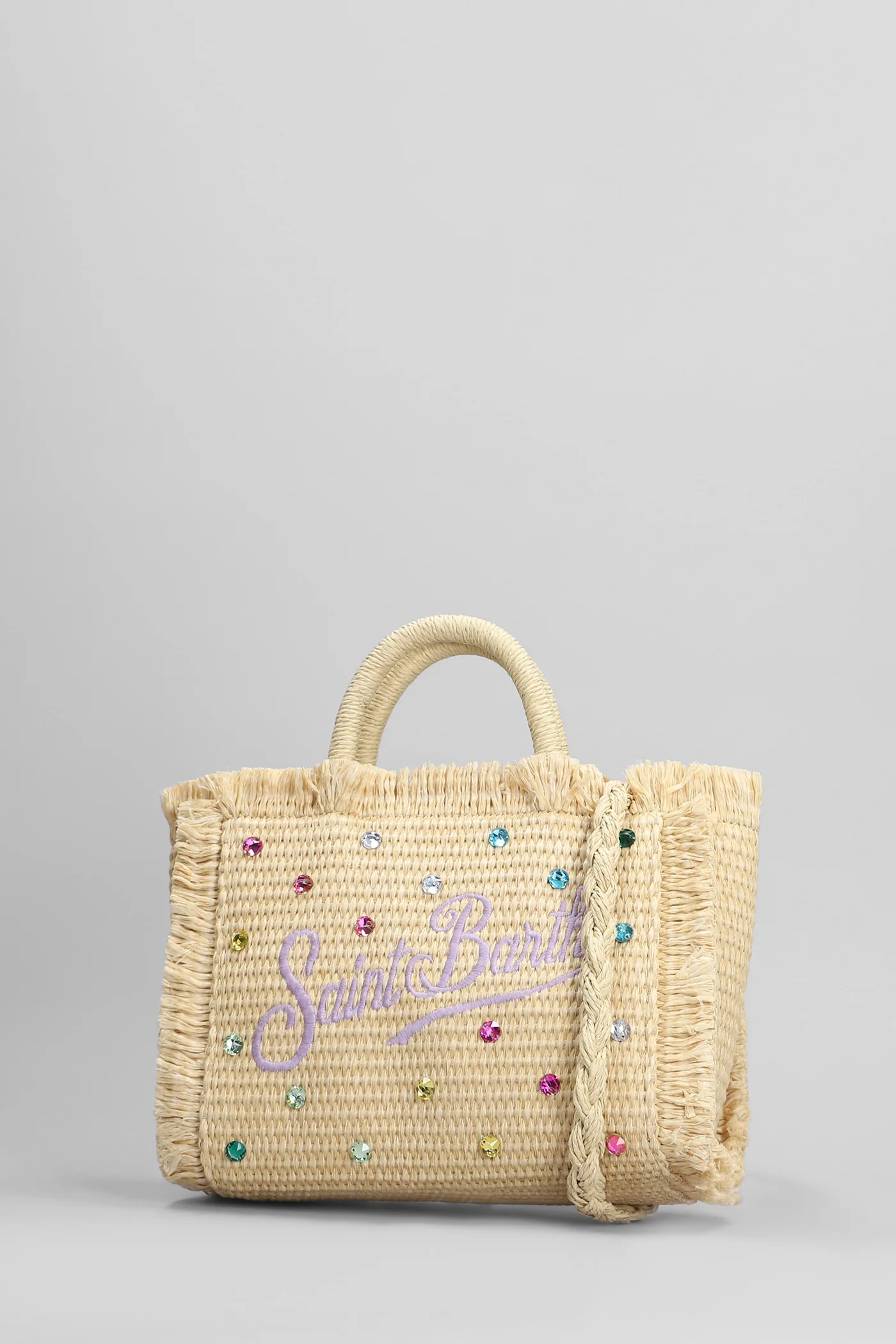 Vanity mini straw Tote in beige raffia - Image 2