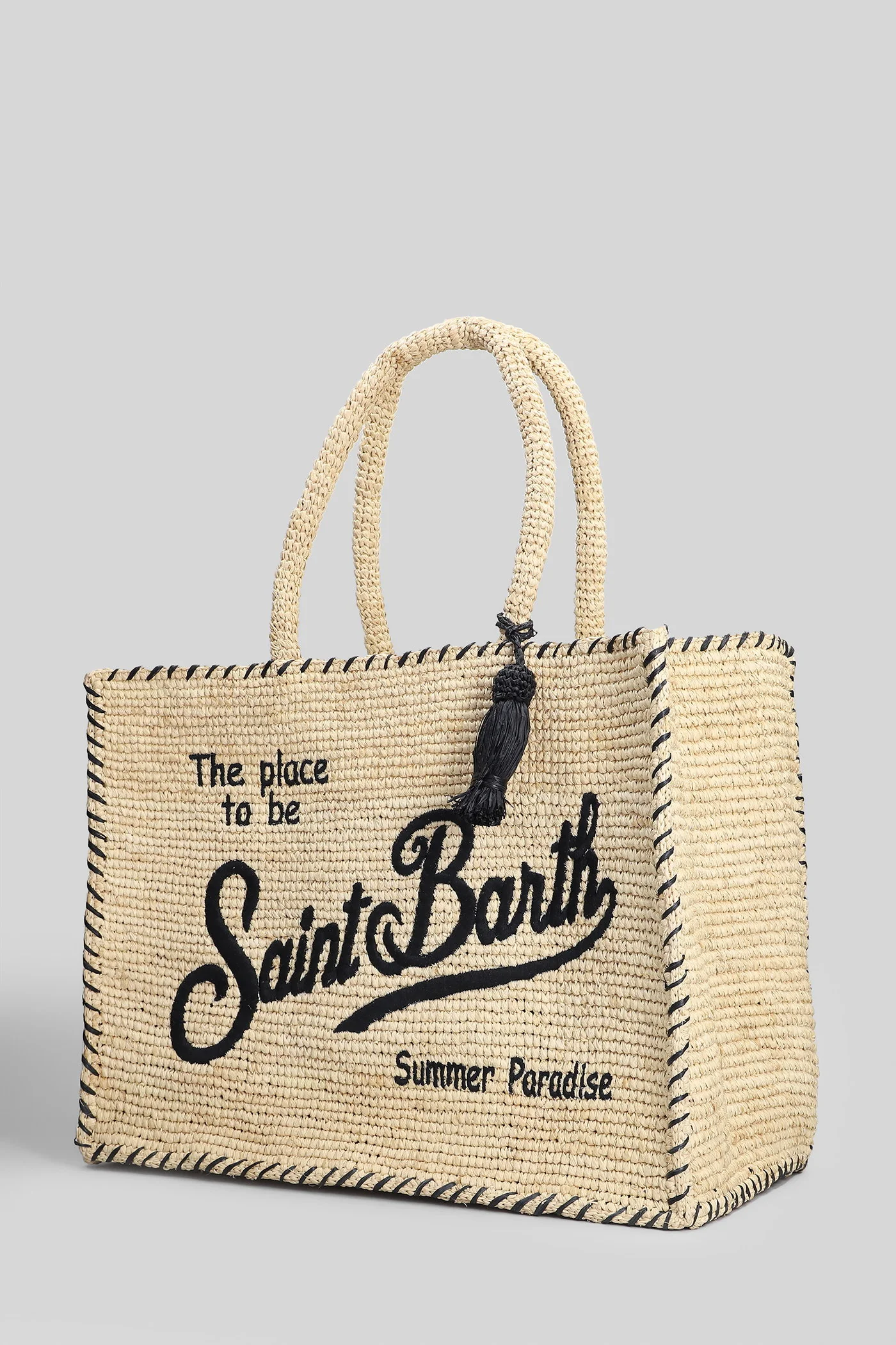 Vanity Raffia Tote in beige raffia - Image 2