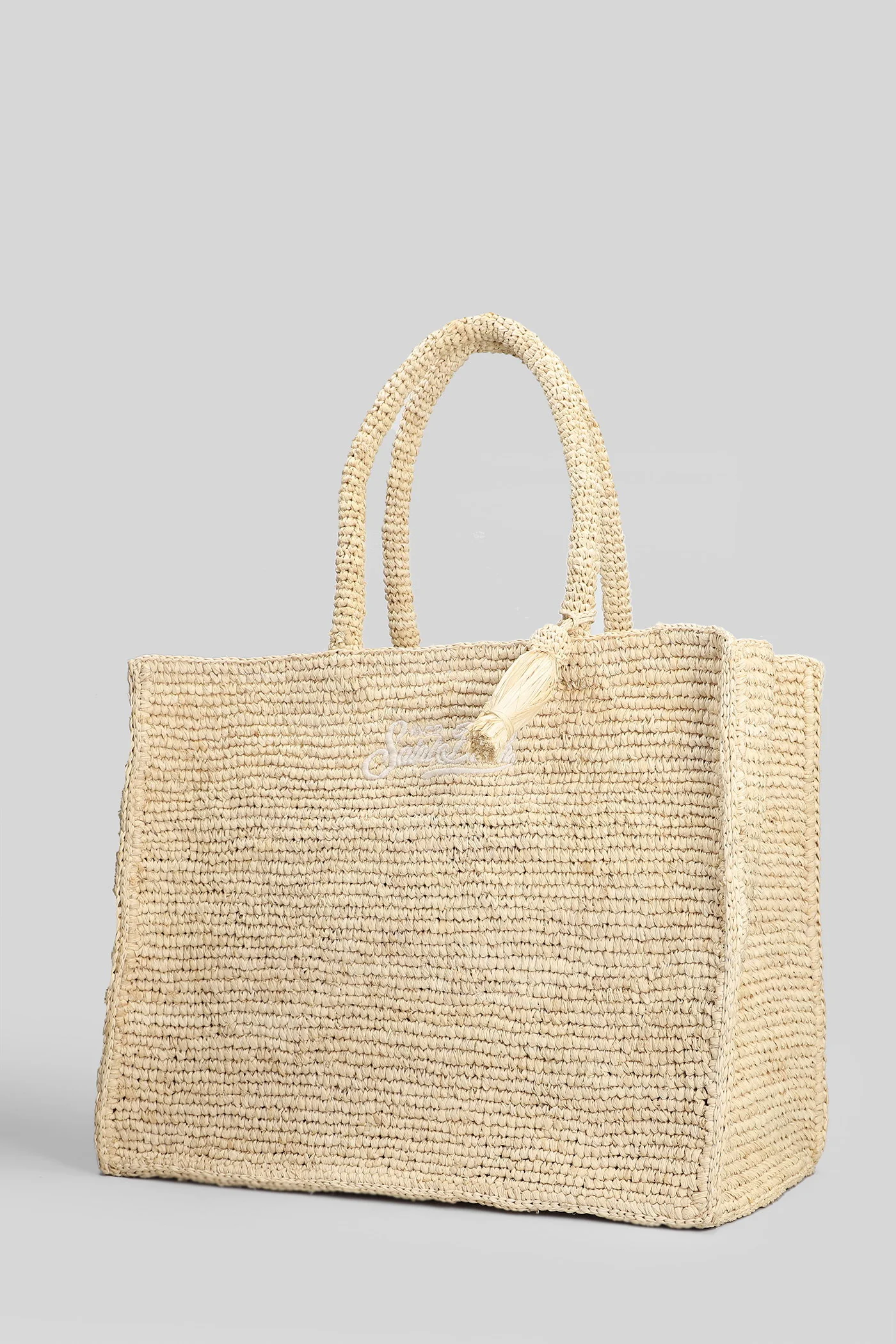 Vanity Raffia Tote in beige raffia - Image 2