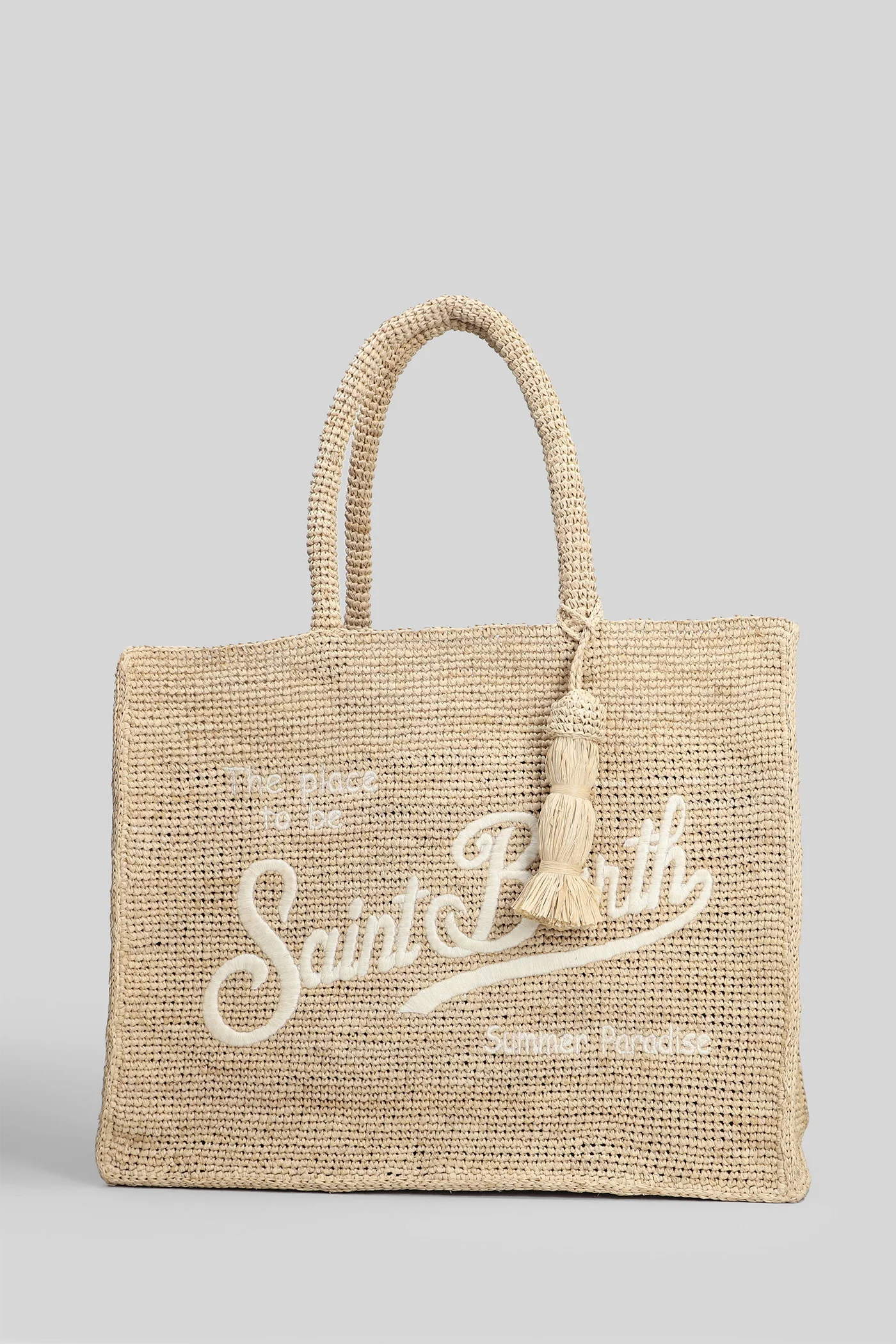 Vanity Raffia Tote in beige raffia - Image 2