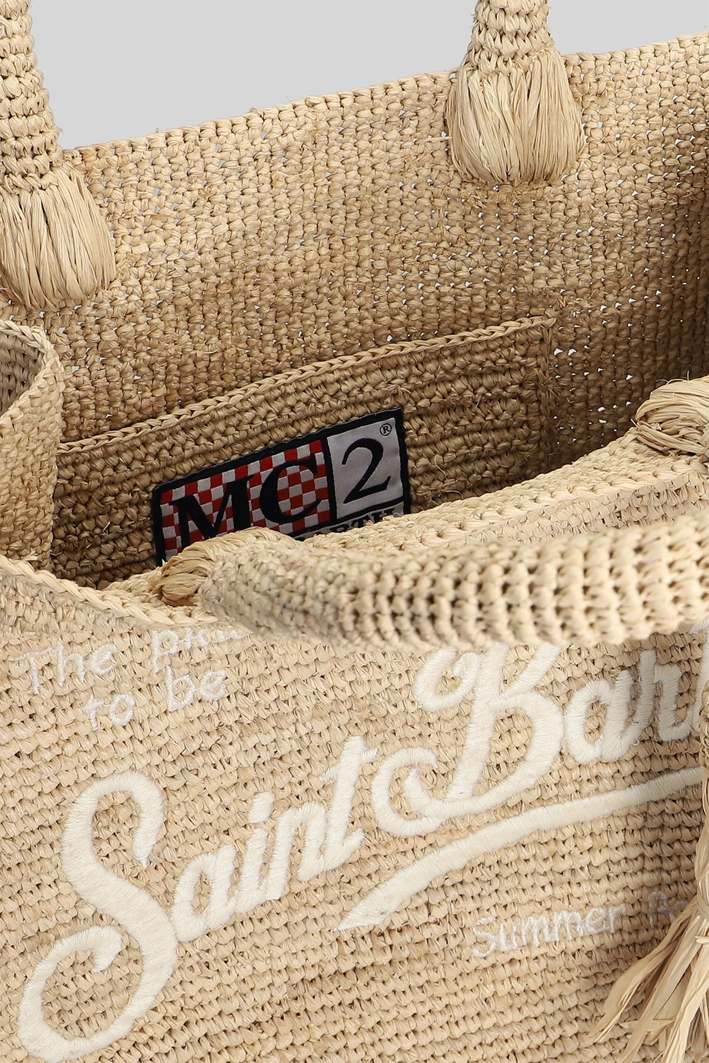 Vanity Raffia Tote in beige raffia - Image 4