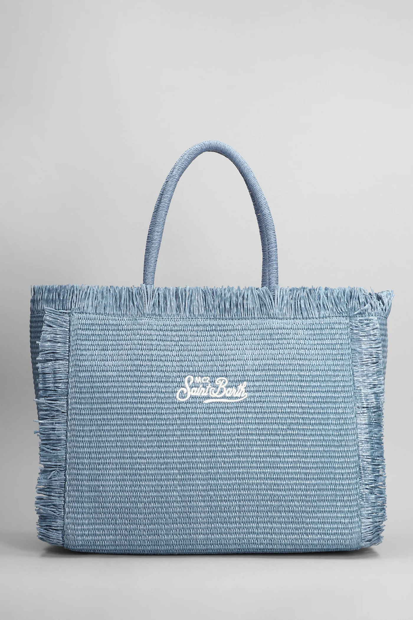Vanity straw n Tote in blue raffia - Image 3
