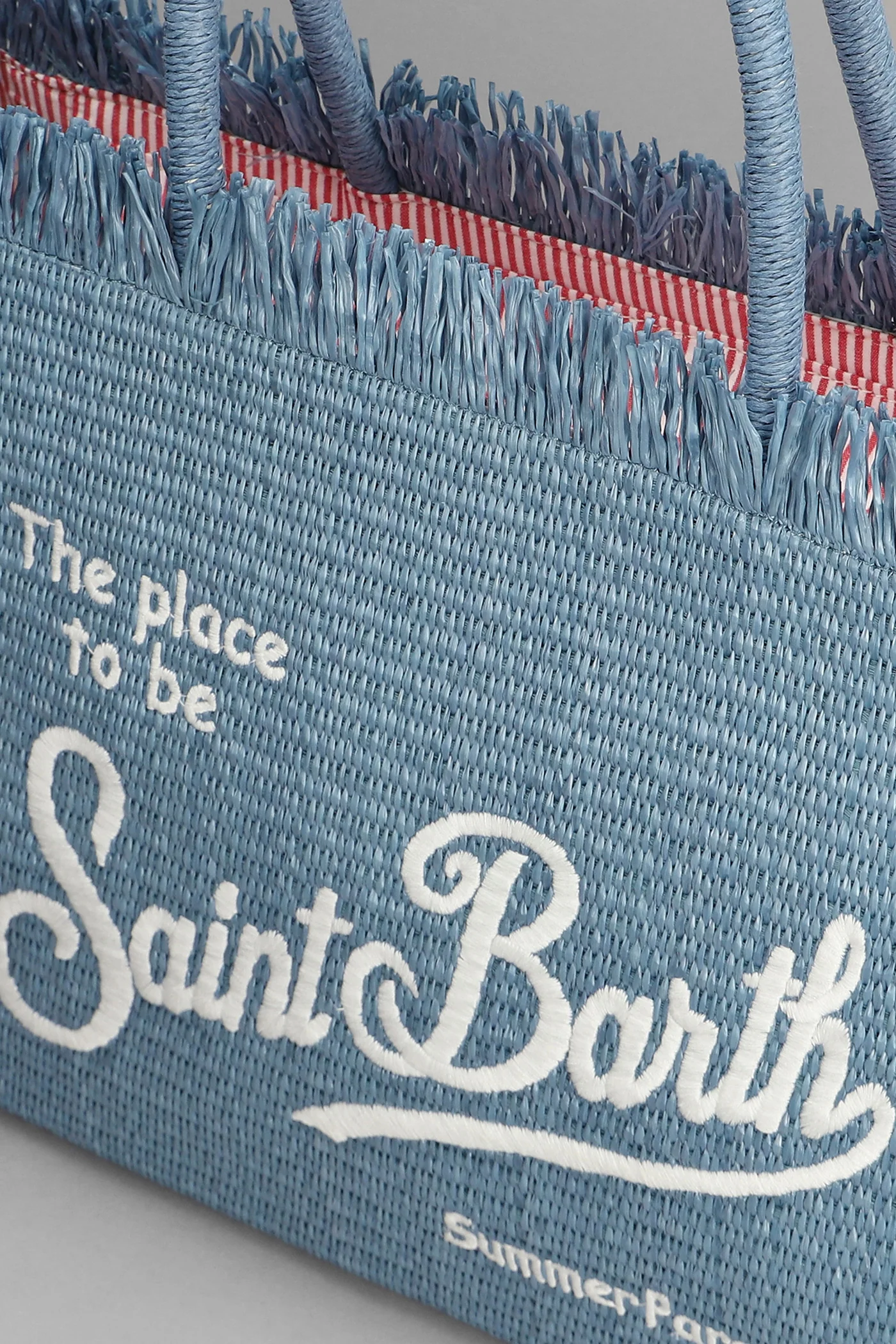 Vanity straw n Tote in blue raffia - Image 4