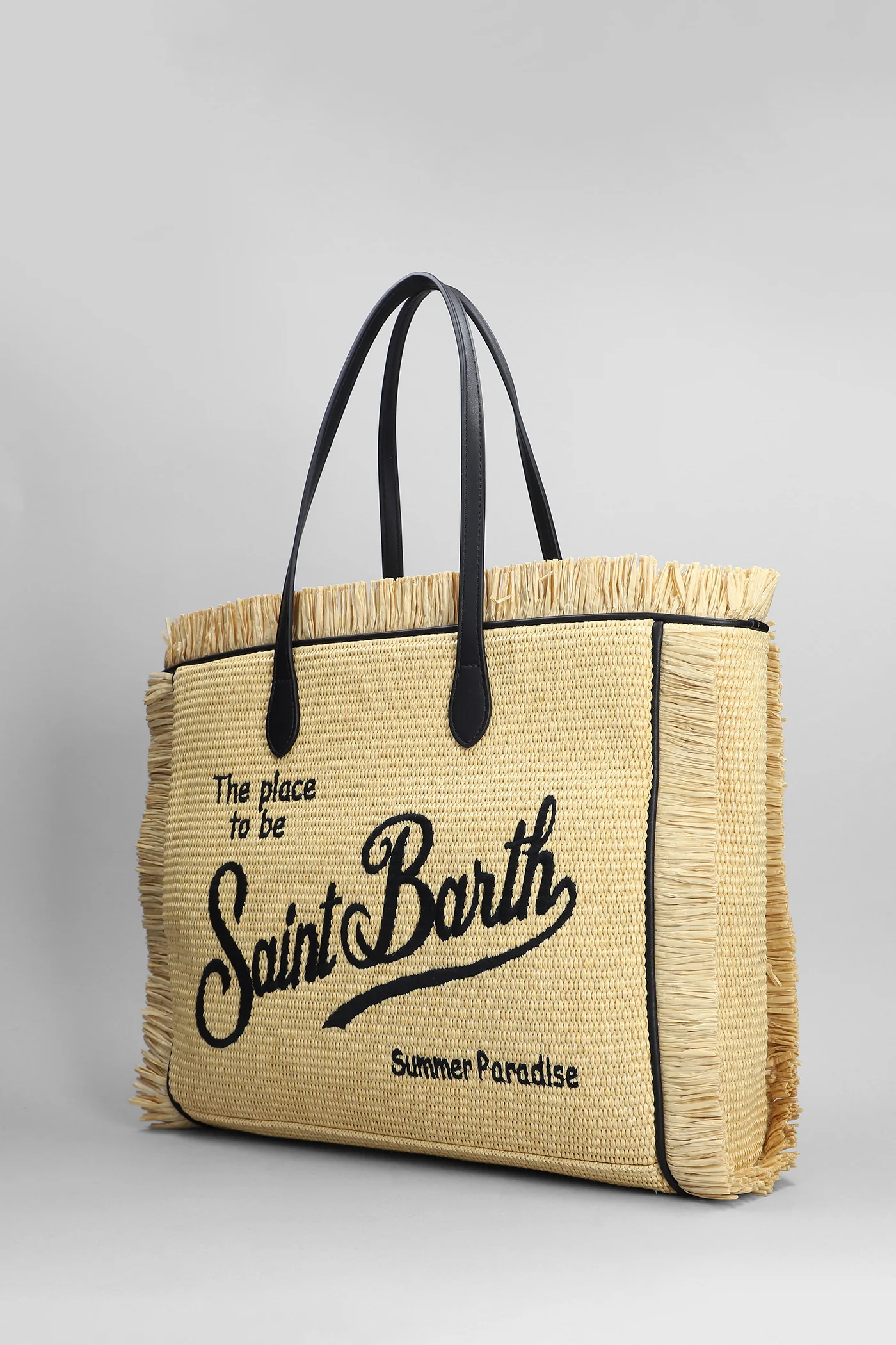 Vanity straw Tote in beige raffia - Image 2