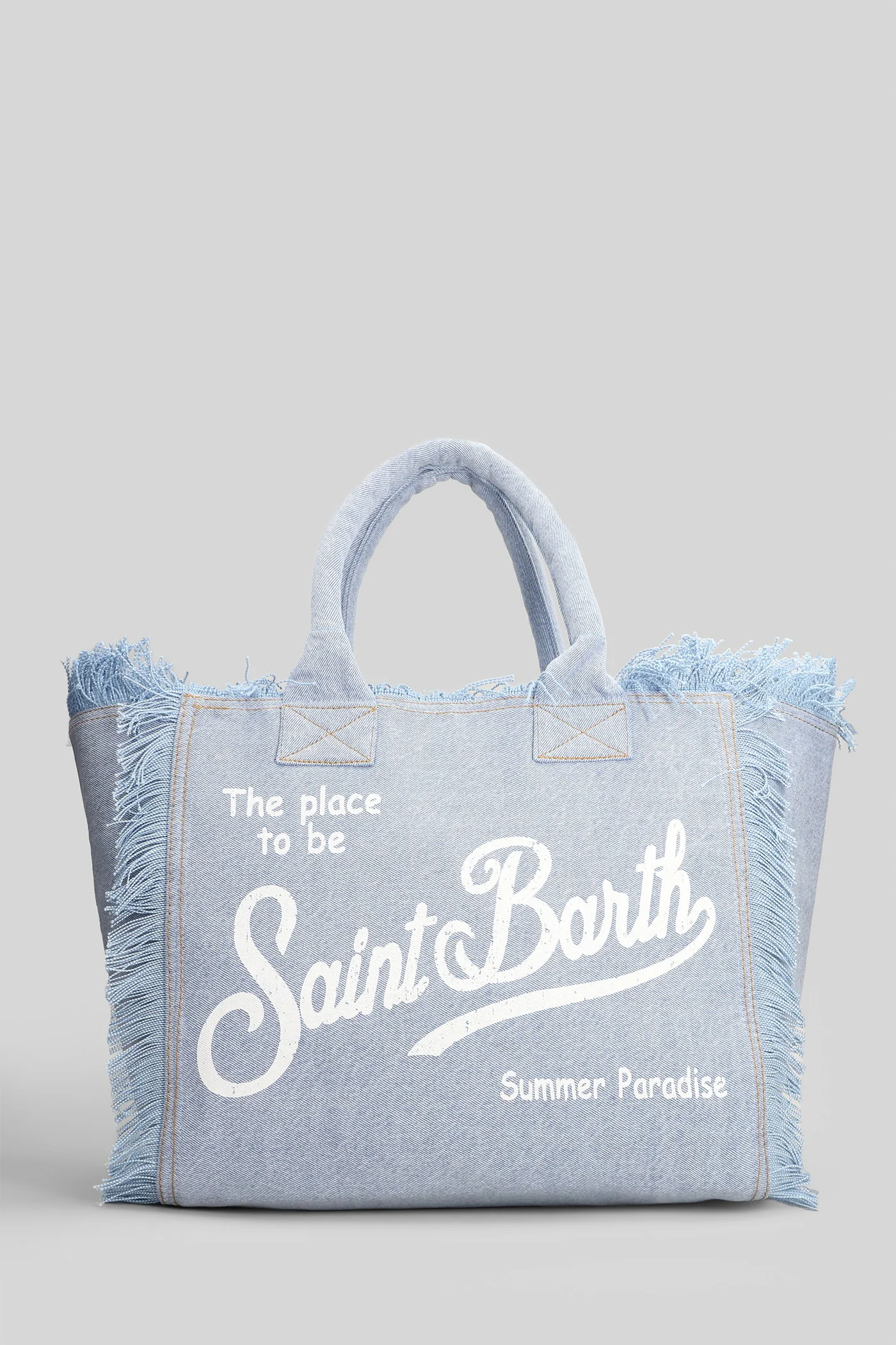 Vanity Tote in cyan denim