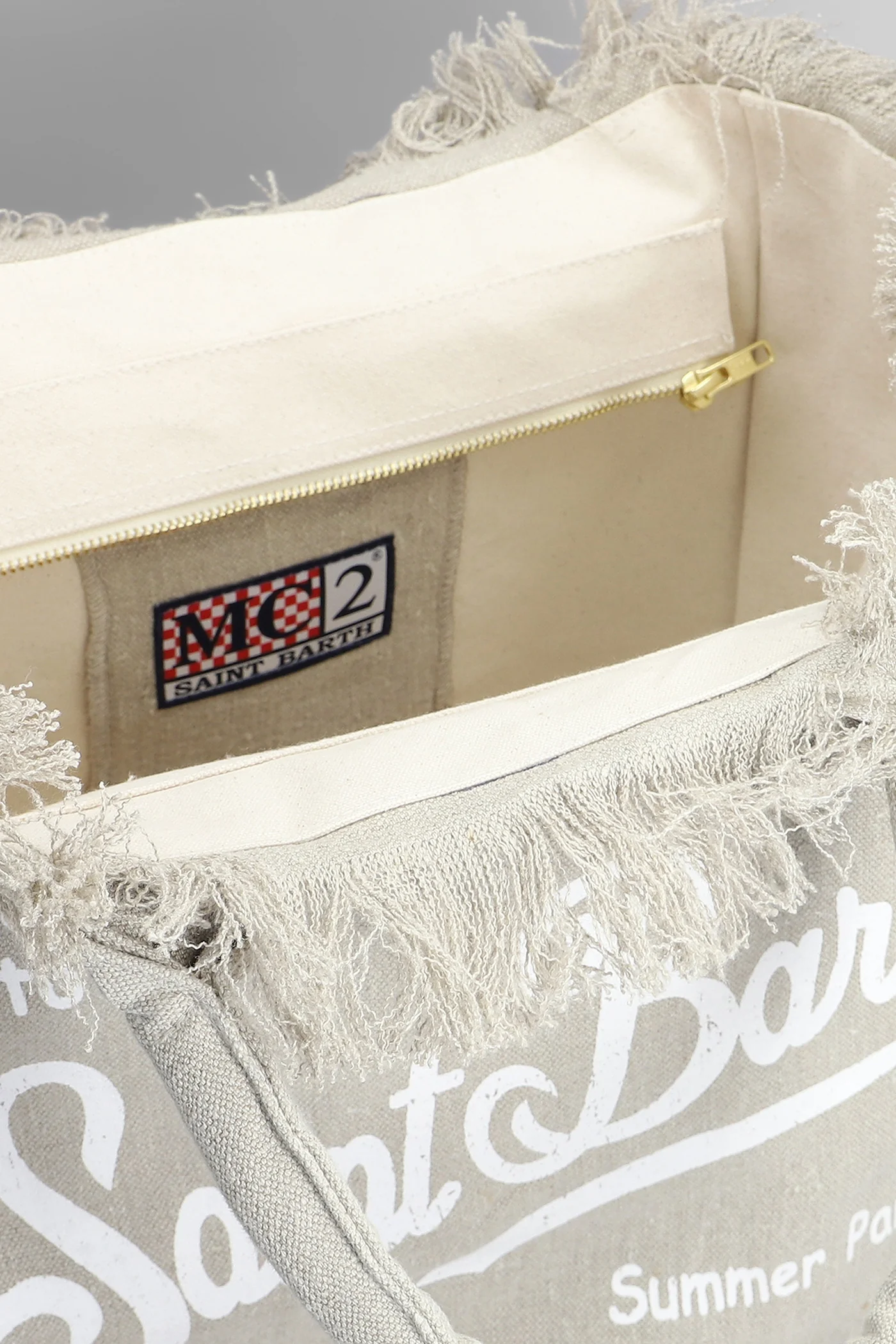 Vanity Tote in taupe linen - Image 4