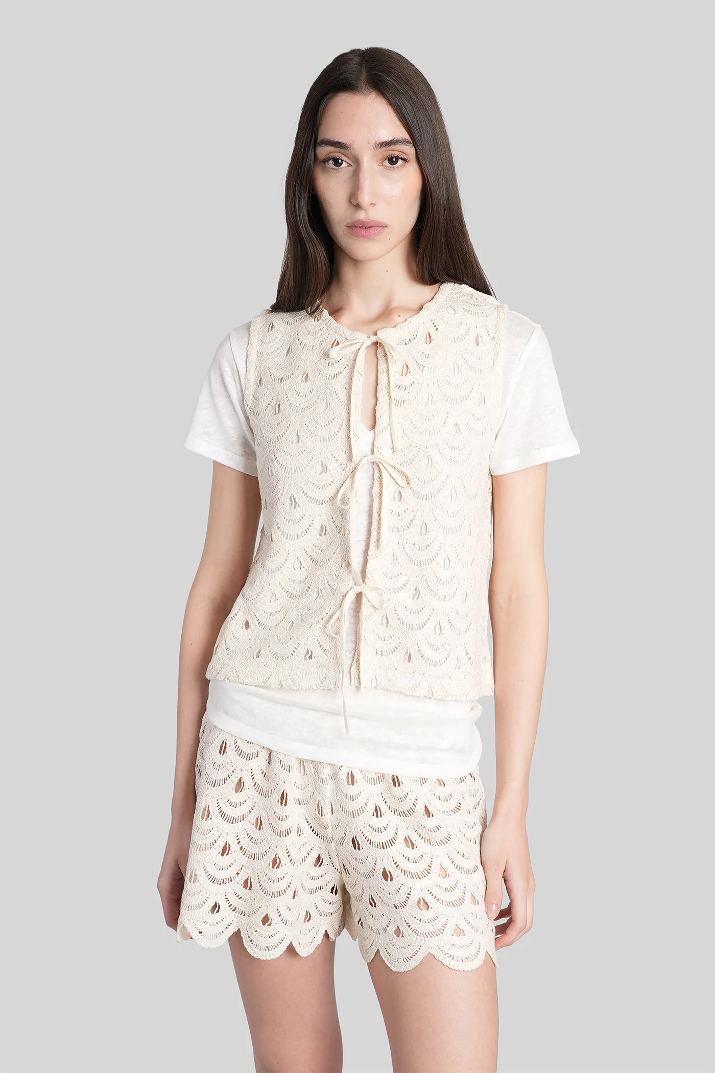 Velma Vest in beige cotton