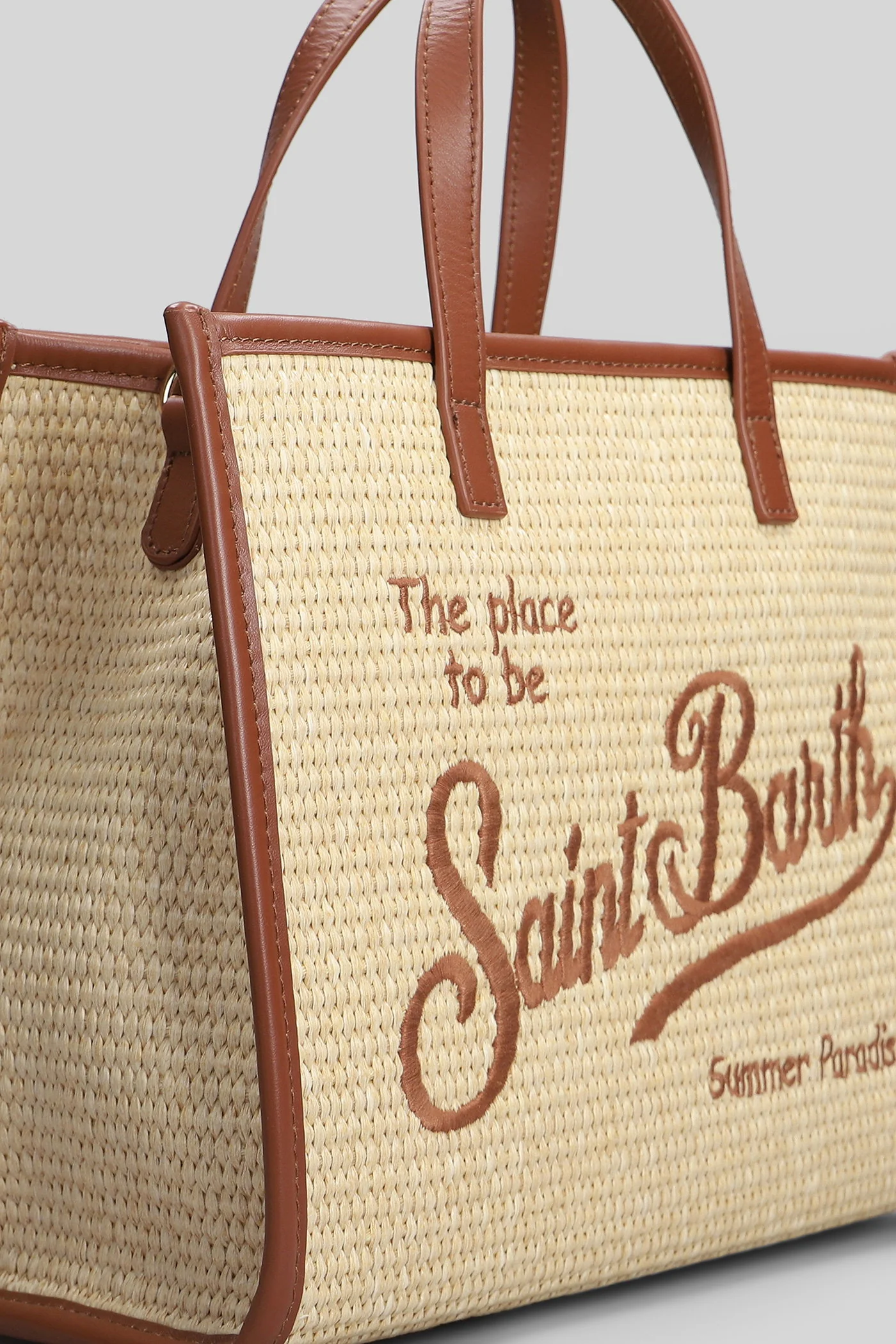 Vivian Mid Straw Shoulder bag in beige raffia - Image 4
