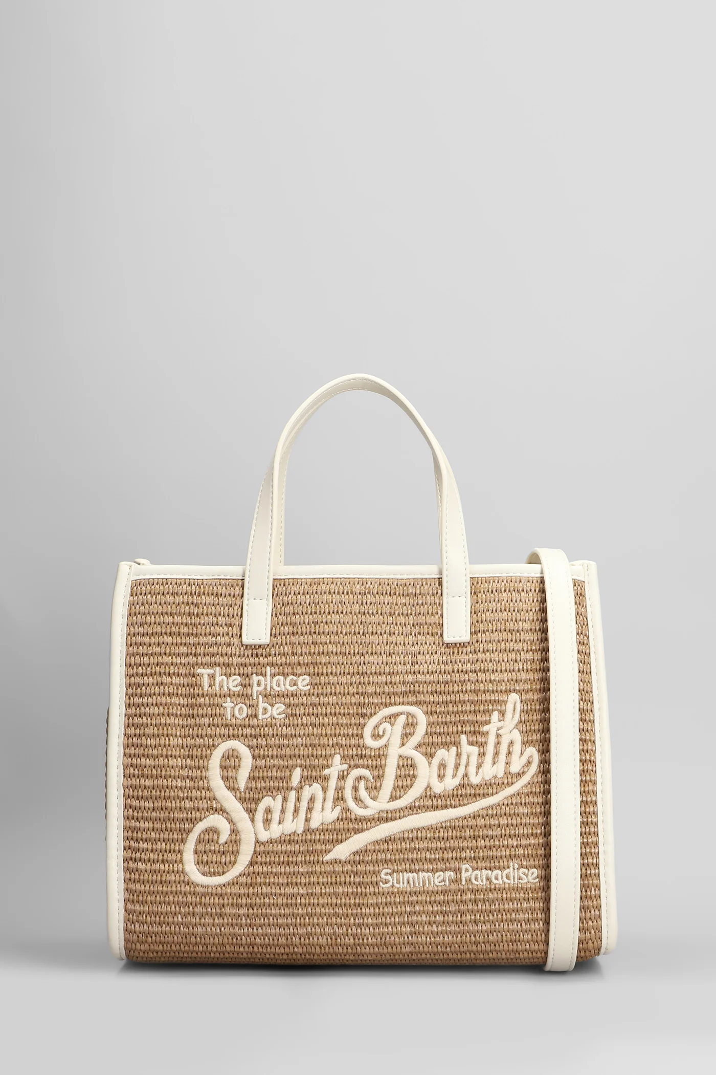 Vivian mid straw Tote in beige raffia
