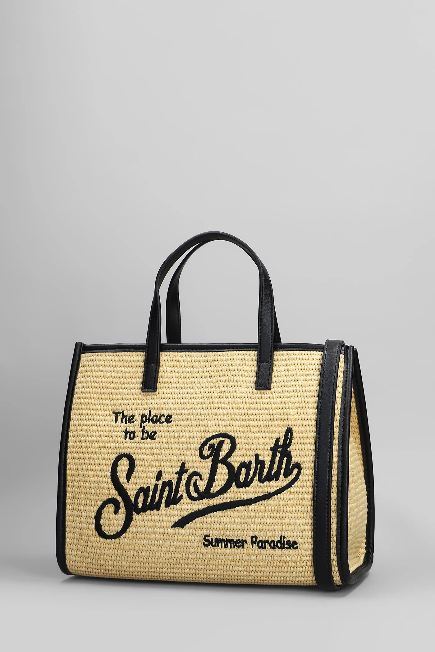 Vivian mid straw Tote in beige raffia - Image 2