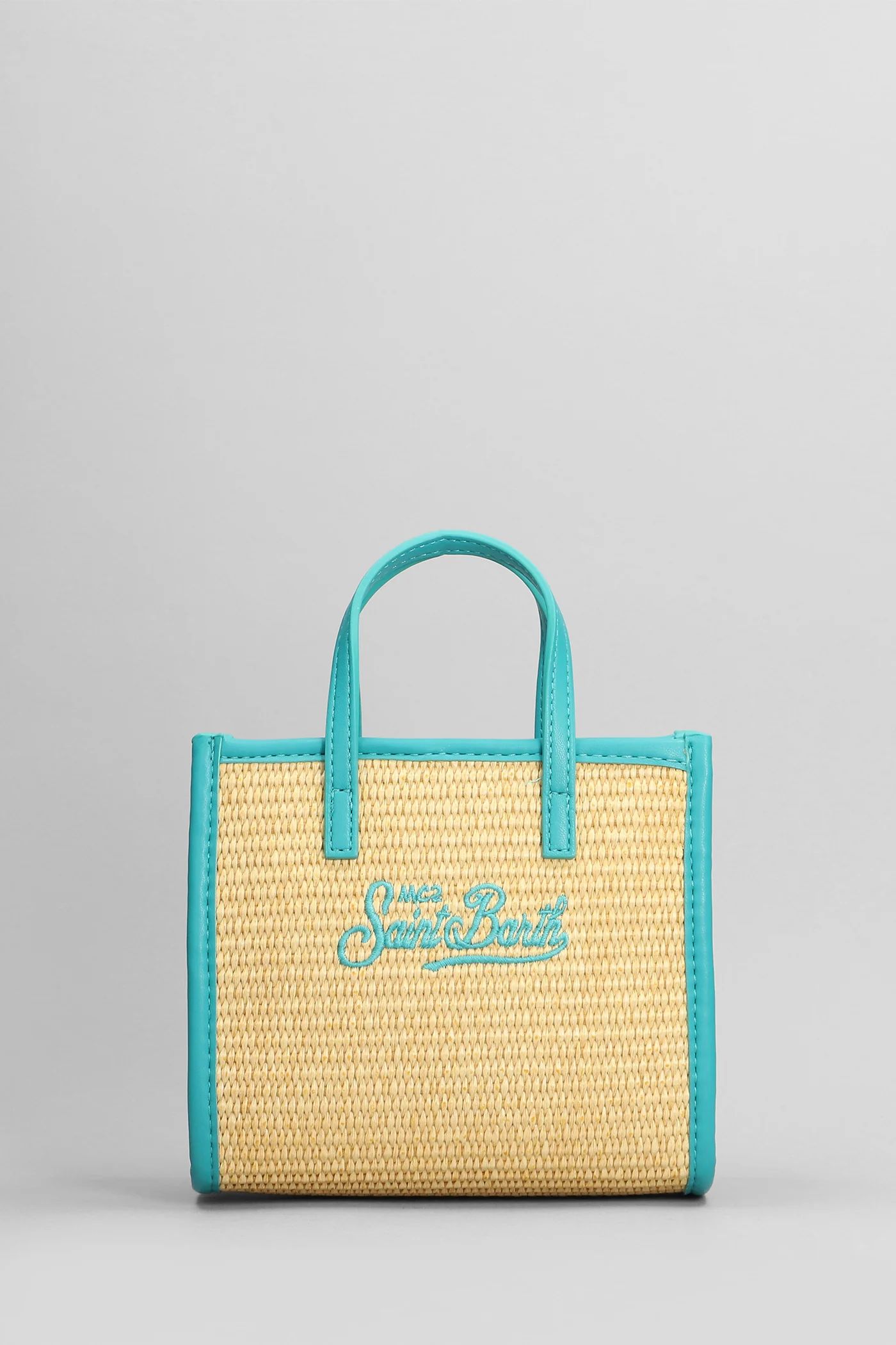 Vivian mini straw Tote in beige raffia - Image 3