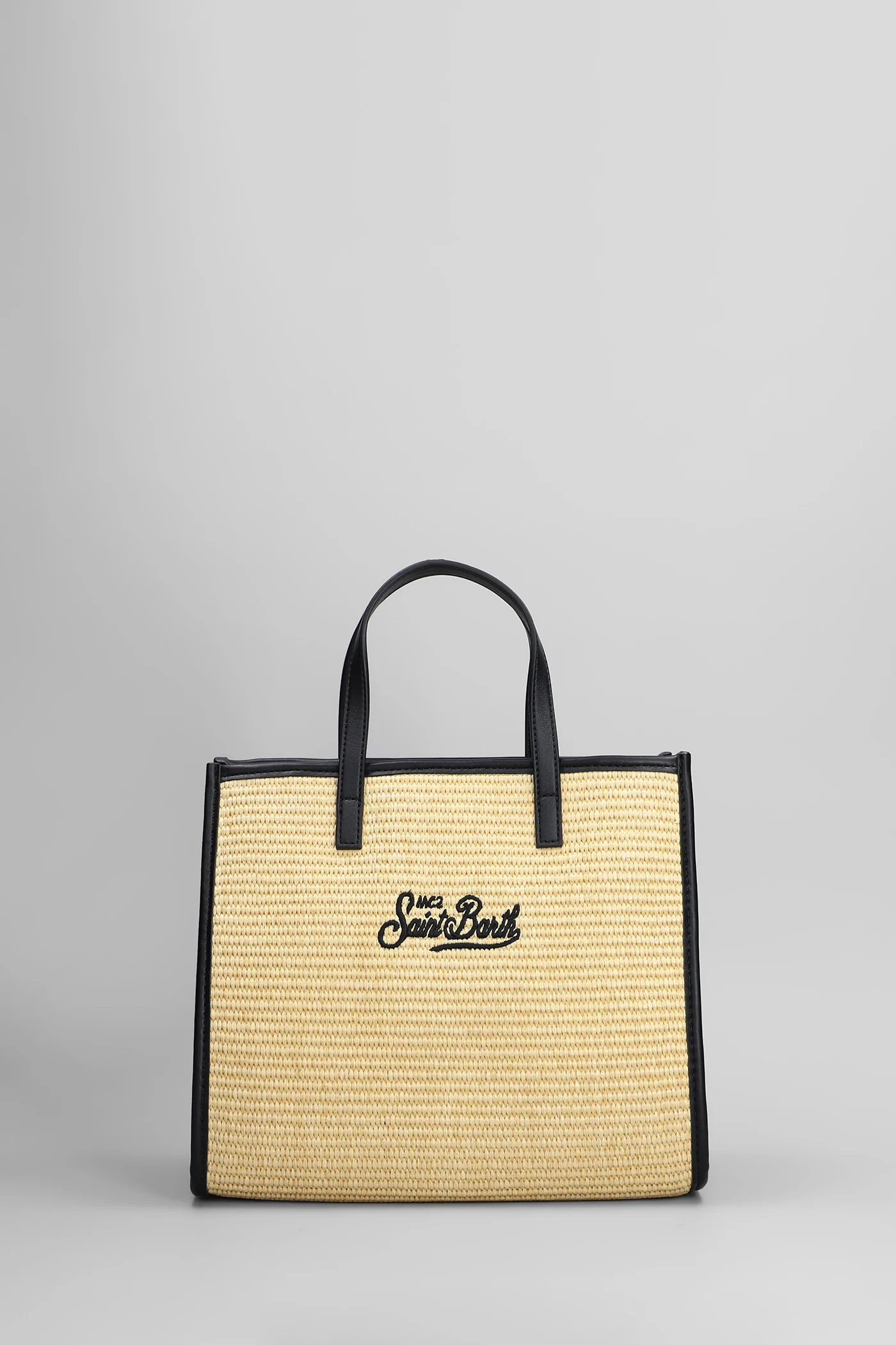 Vivian mini straw Tote in beige raffia - Image 3