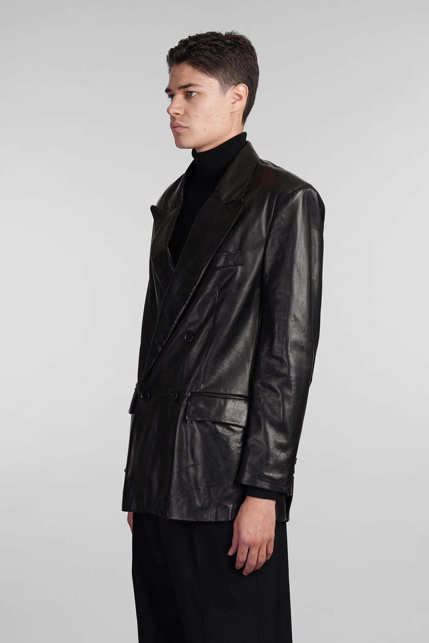 Blazer in black leather - Image 4