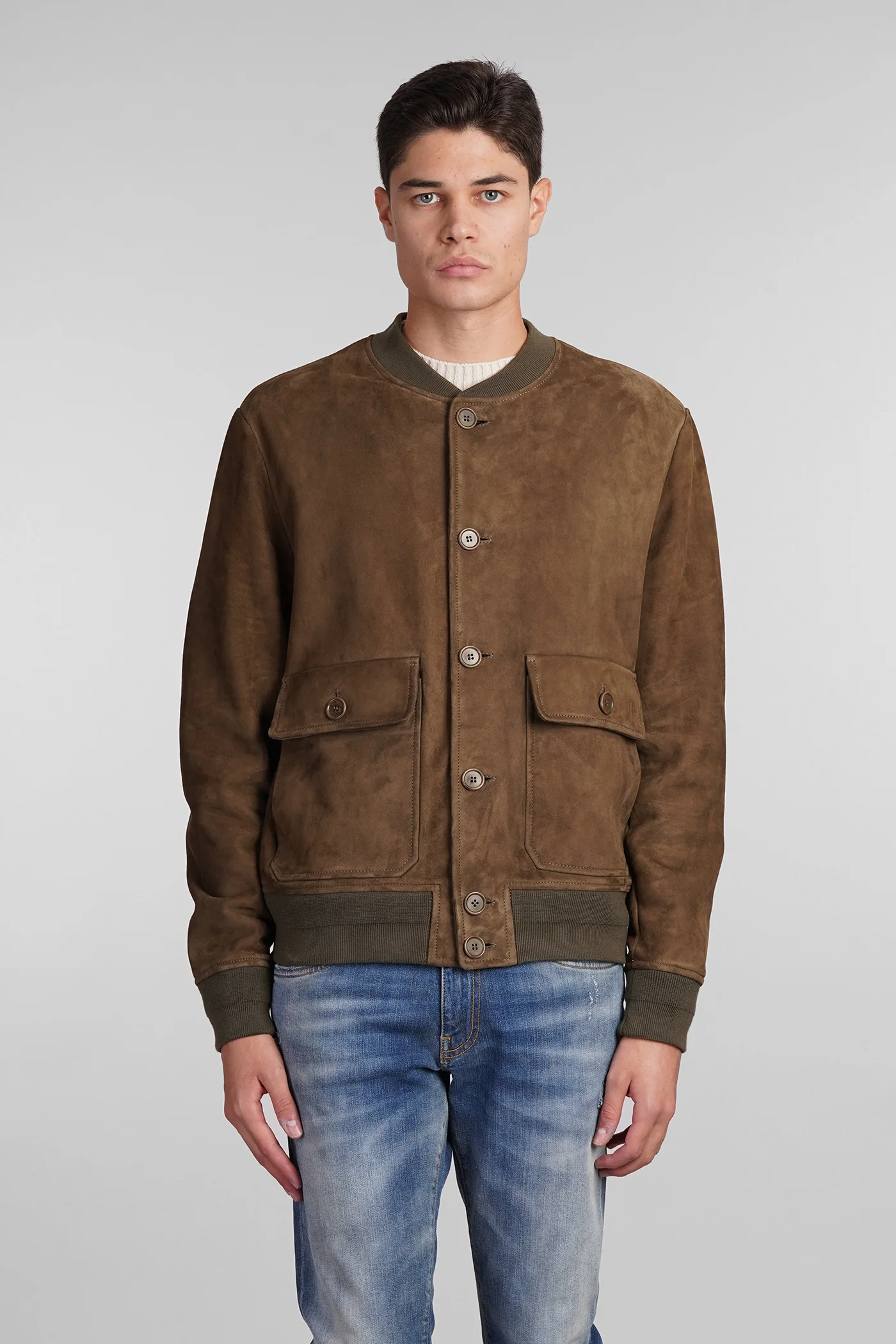 Bomber Jacket in brown leather
