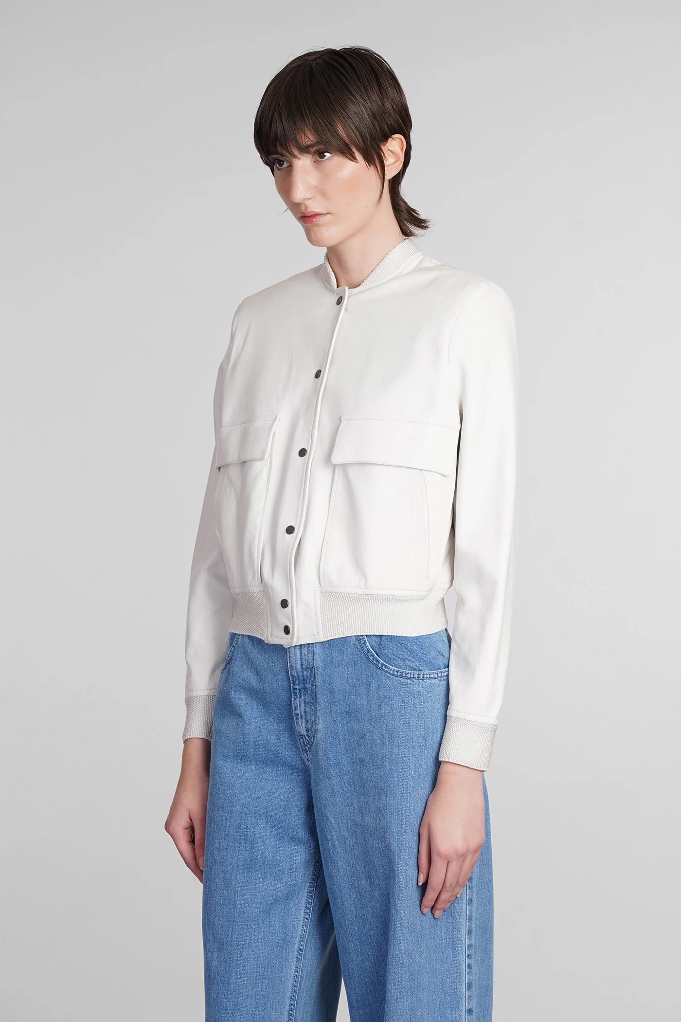 Bomber Jacket in white leather - Image 14