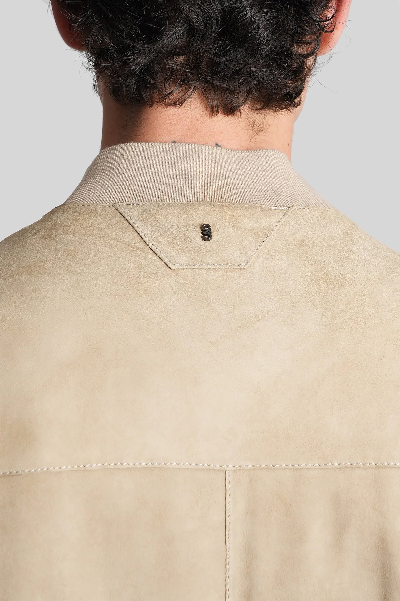 Leather jacket in beige leather - Image 5