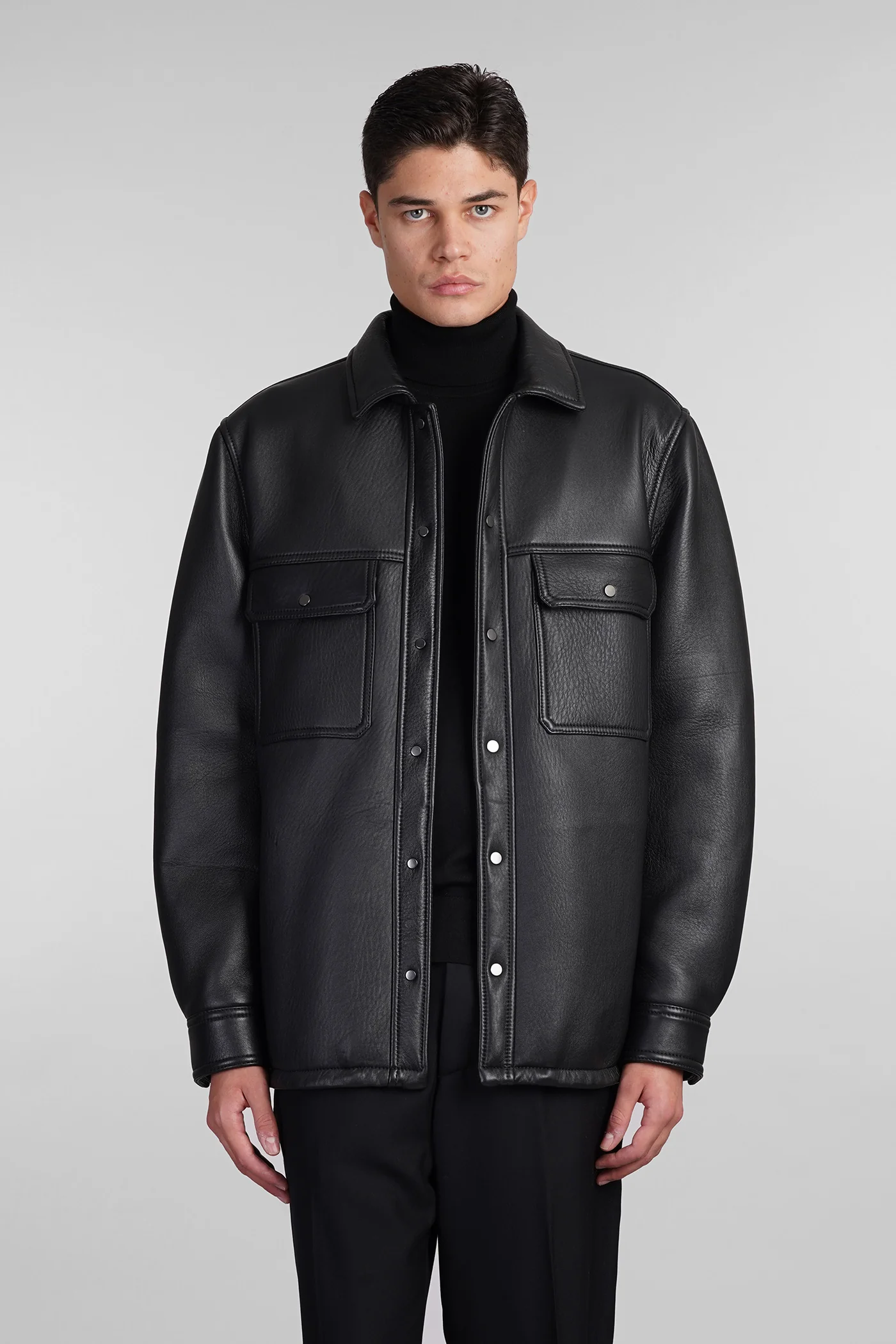 Leather jacket in black leather