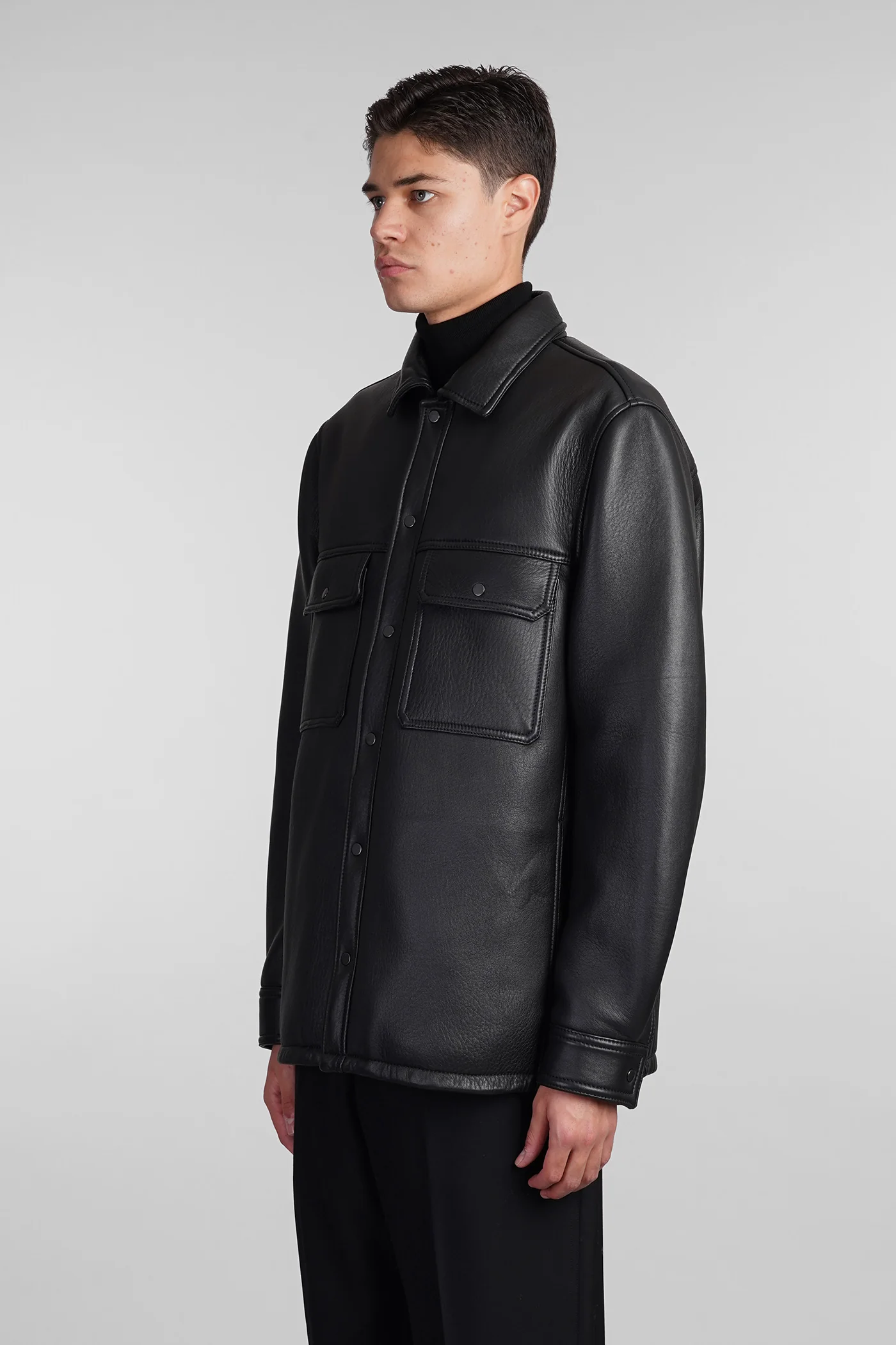 Leather jacket in black leather - Image 4