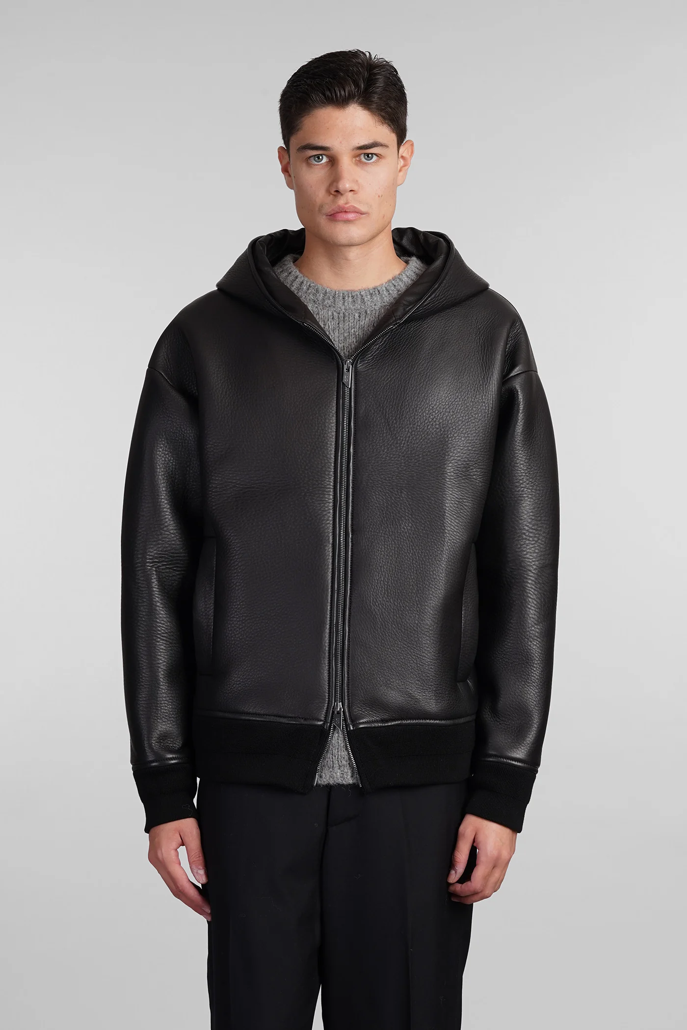 Leather jacket in black leather