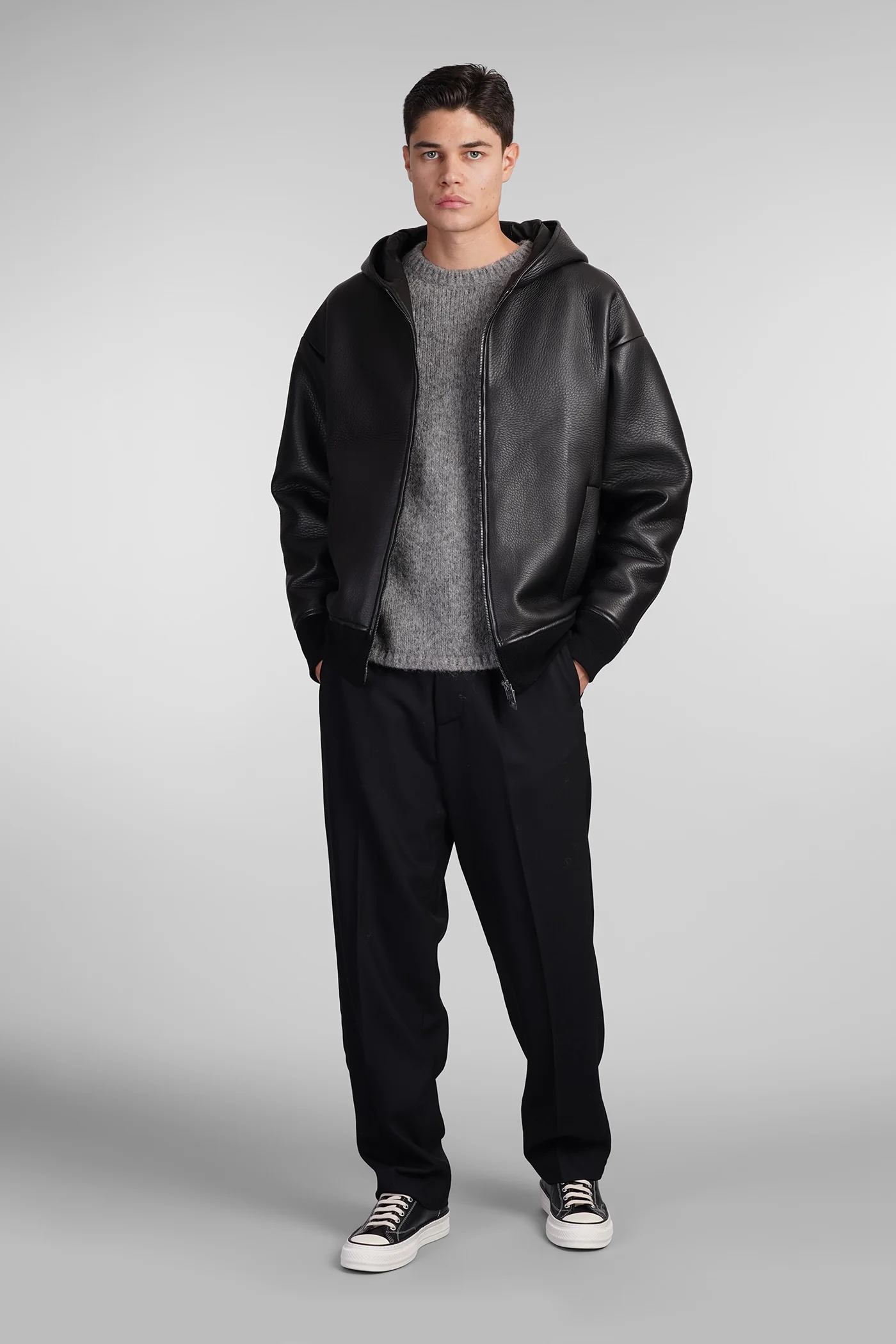 Leather jacket in black leather - Image 2