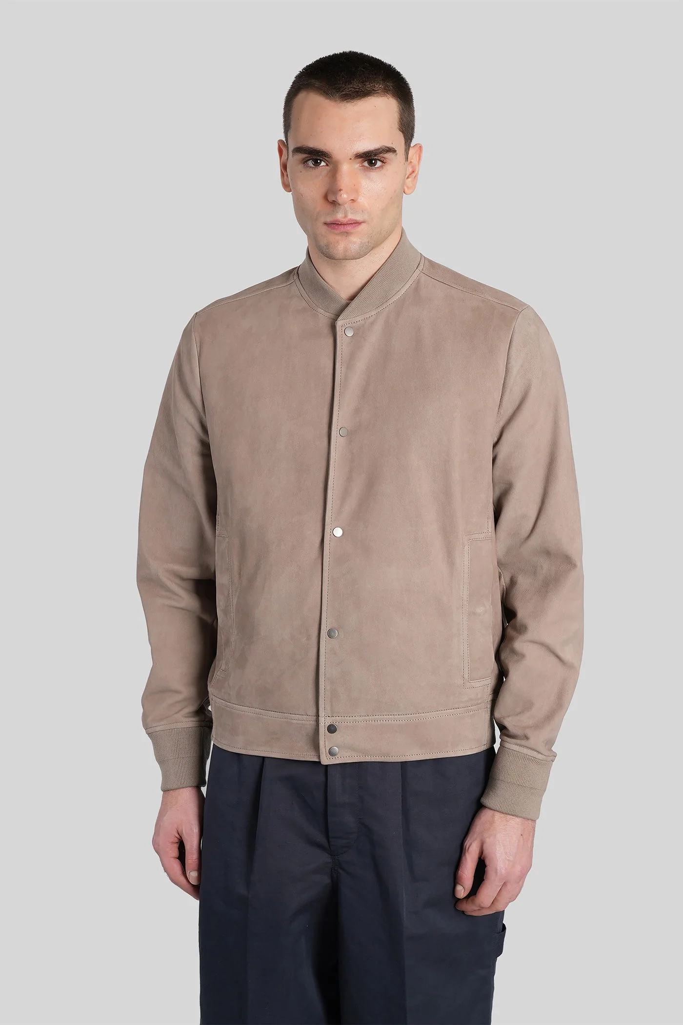 Leather jacket in taupe leather