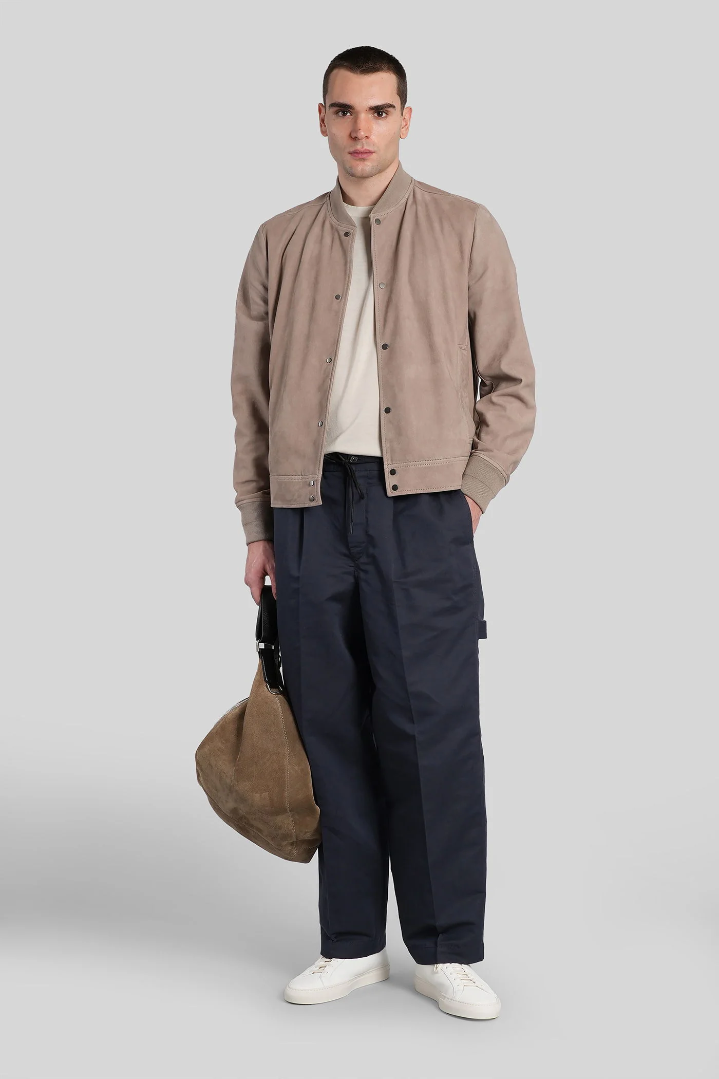 Leather jacket in taupe leather - Image 2