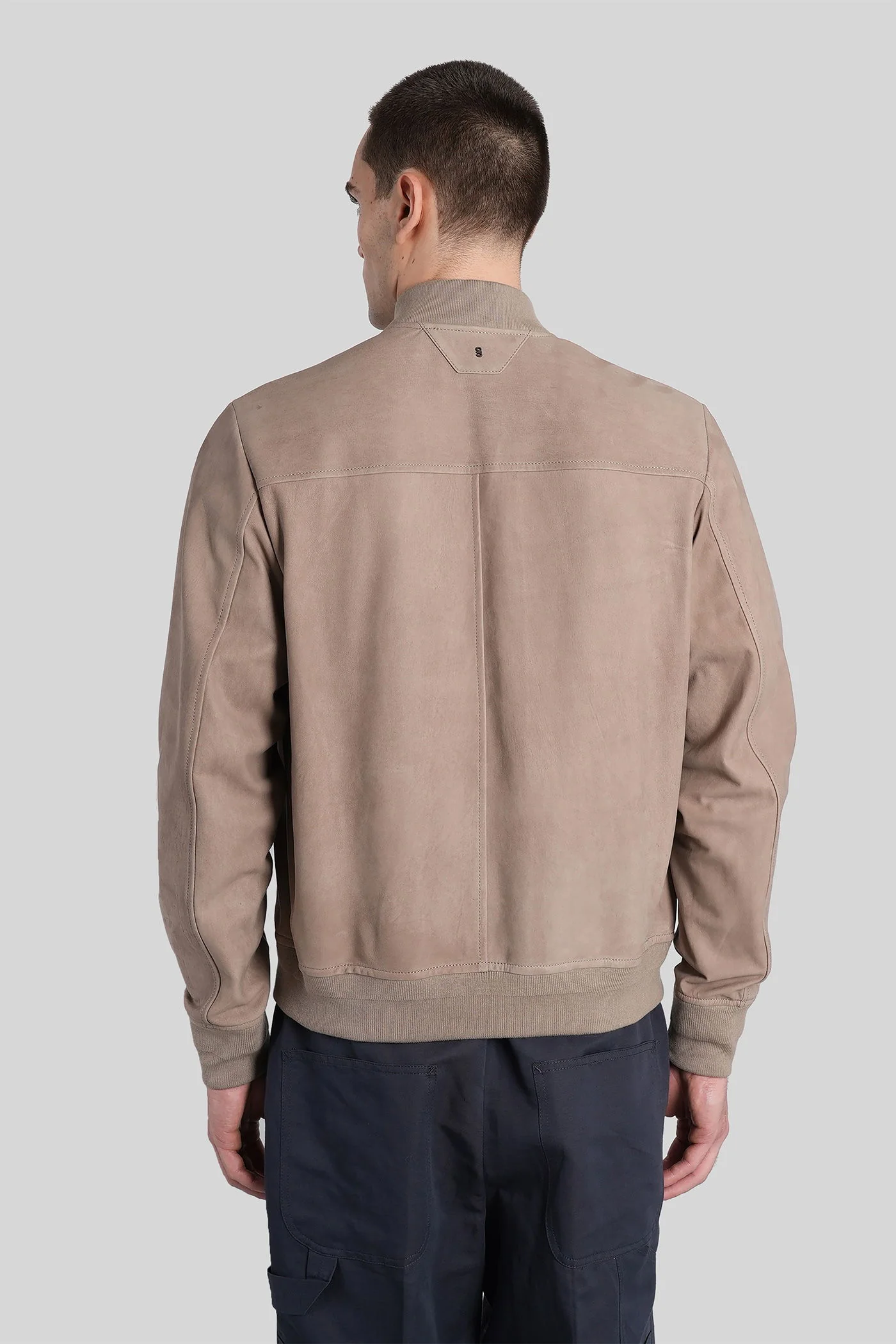Leather jacket in taupe leather - Image 3