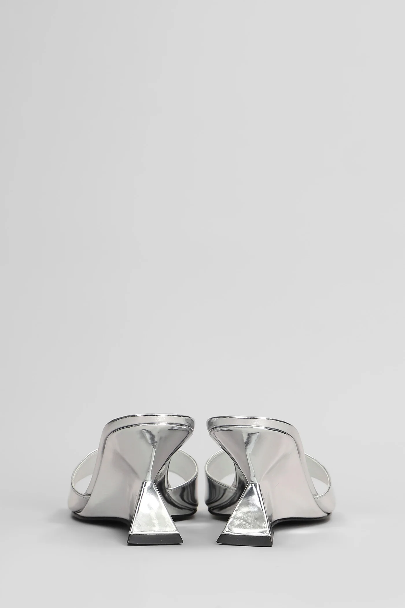 Abbie Sculpt Slipper-Mule in silver leather - Image 4