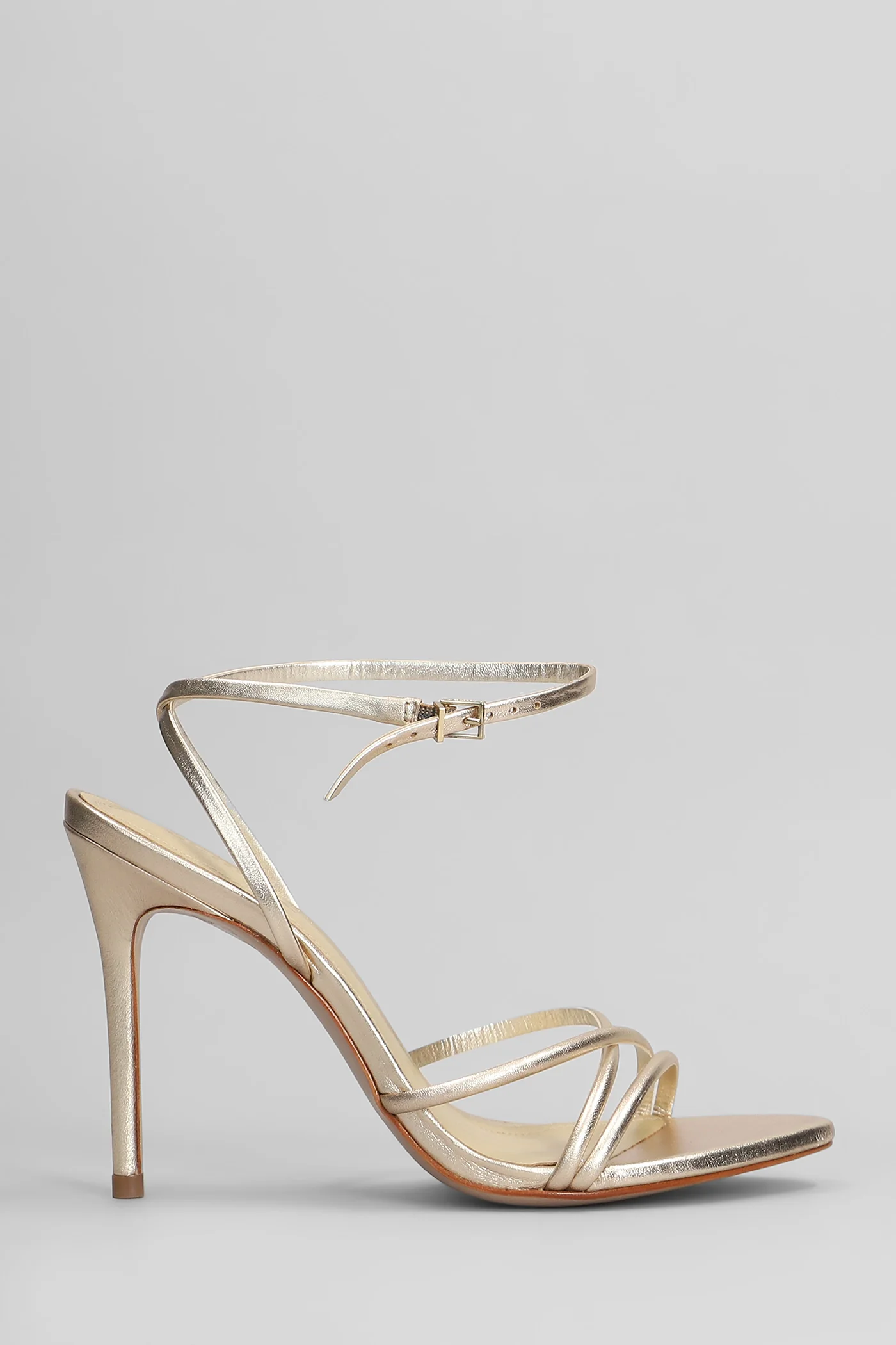 Sandals in platinum leather